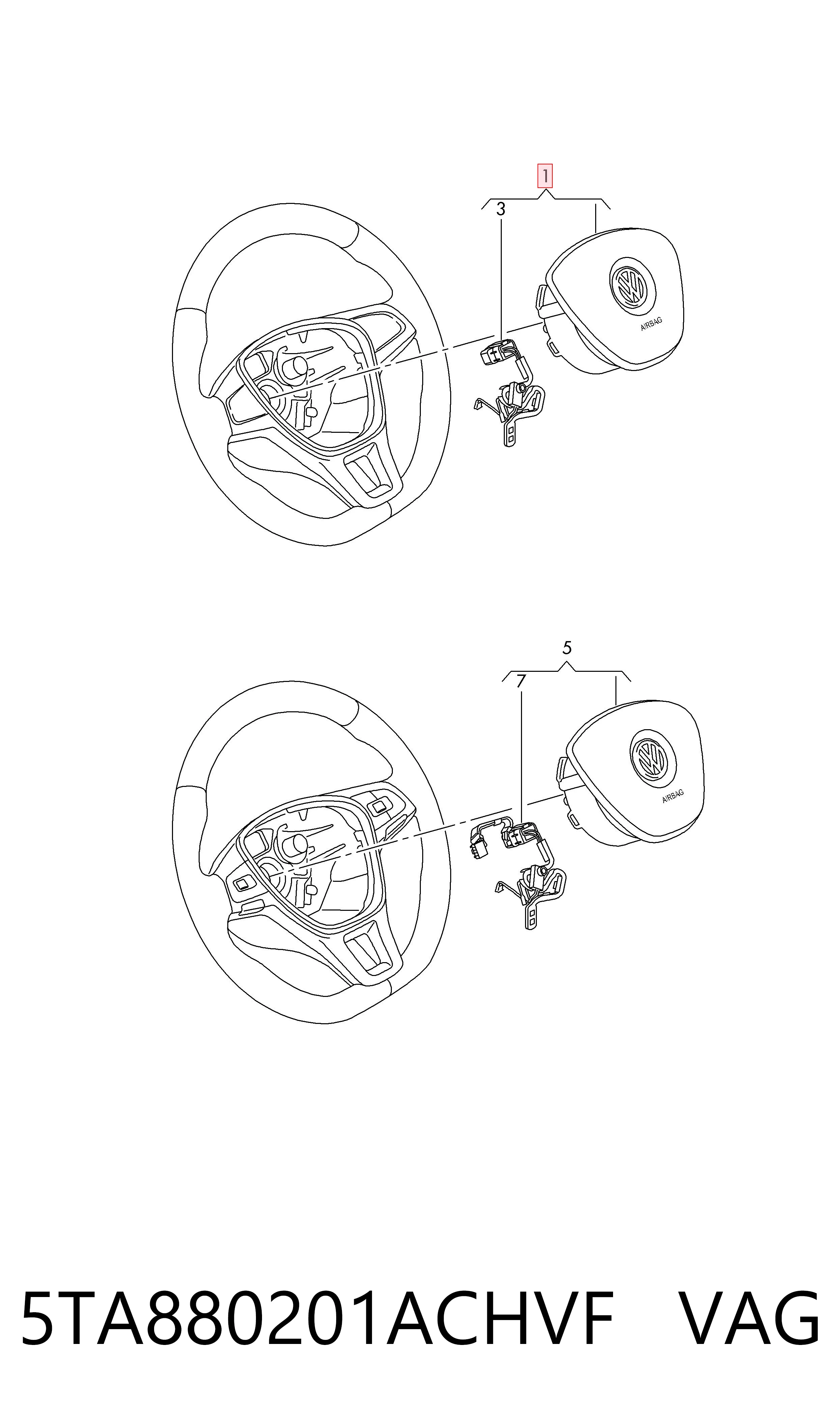 5TA880201ACHVF VAG Cinto de segurança (AIRBAG) de condutor
