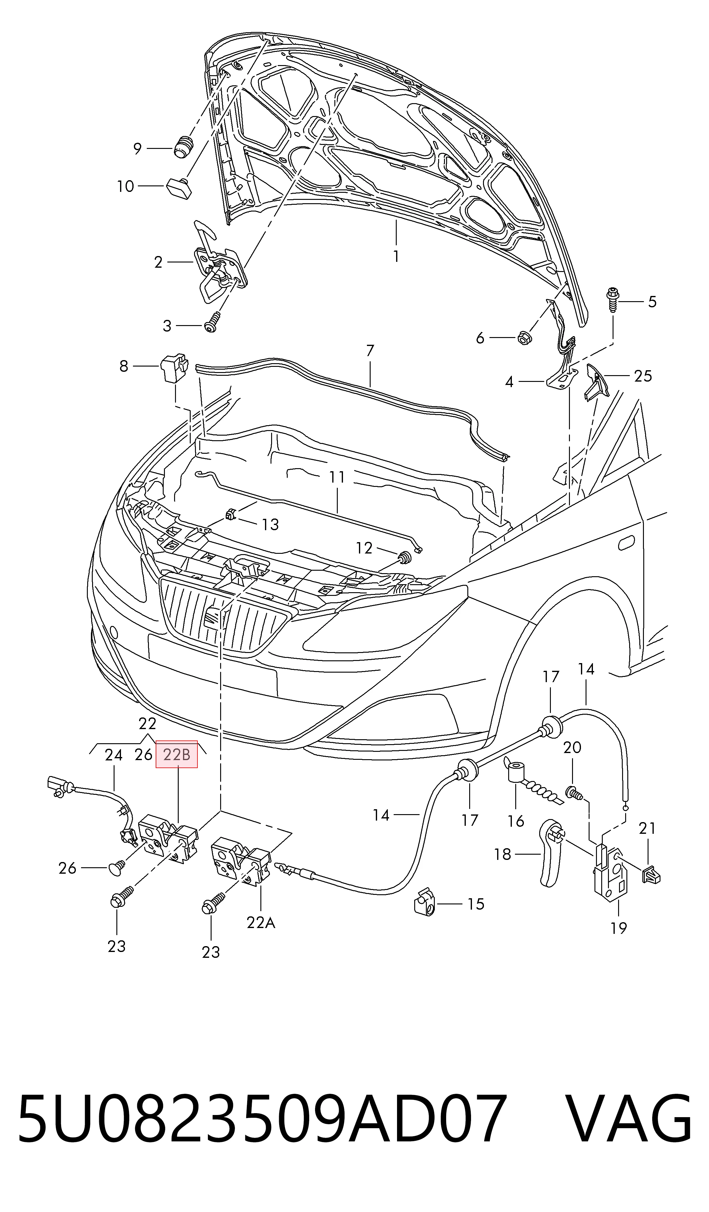 Fecho da capota para Volkswagen Passat B7 362