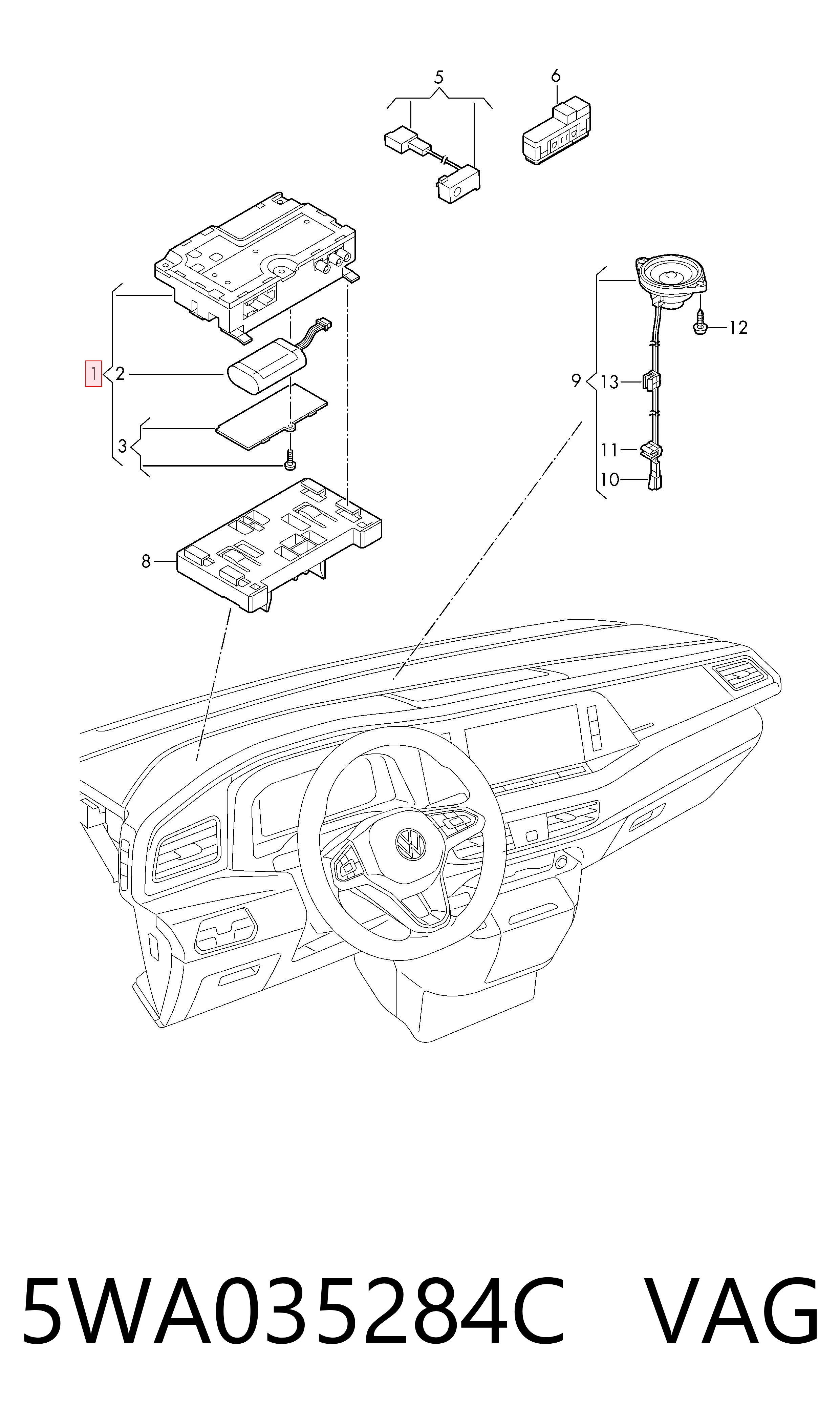  VAG 5WA035284C preço, a partir de 108,96 USD