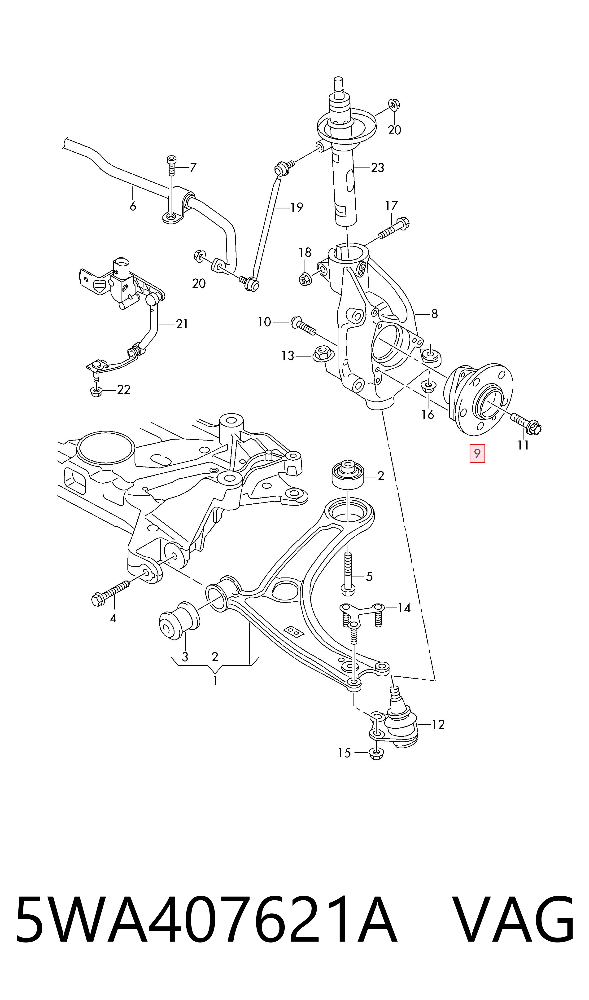 5WA407621A VAG Cubo dianteiro