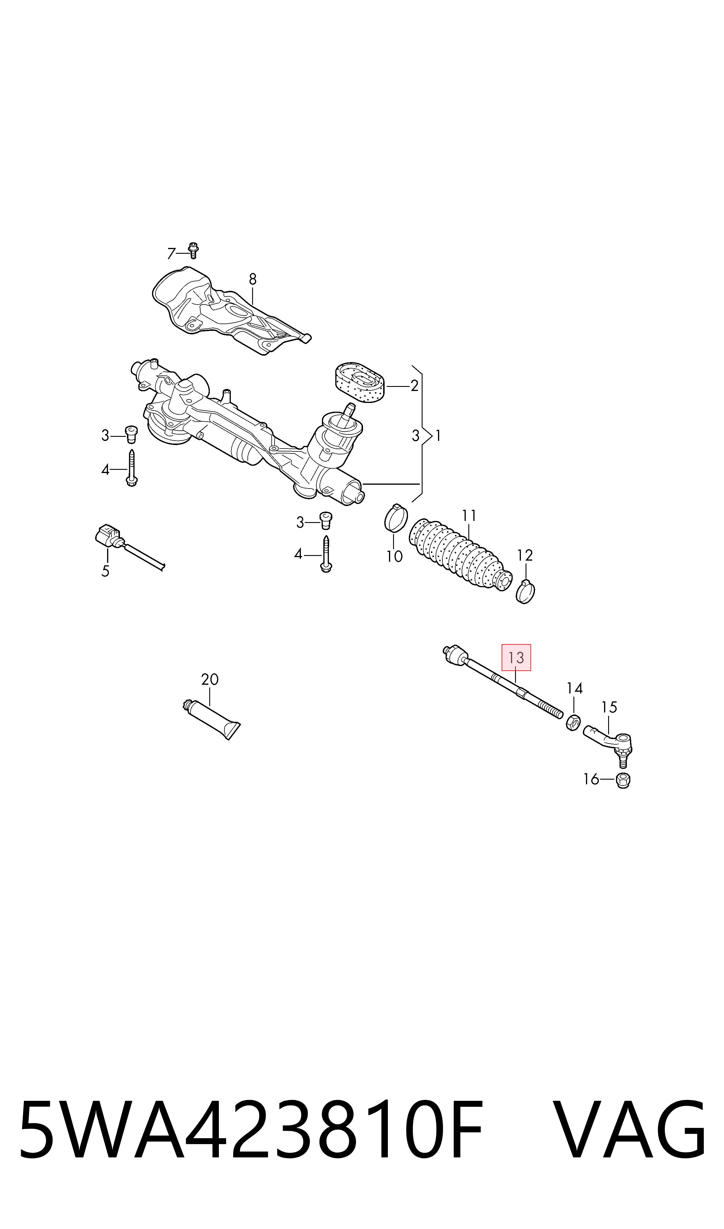 5WA423810F VAG Tração de direção