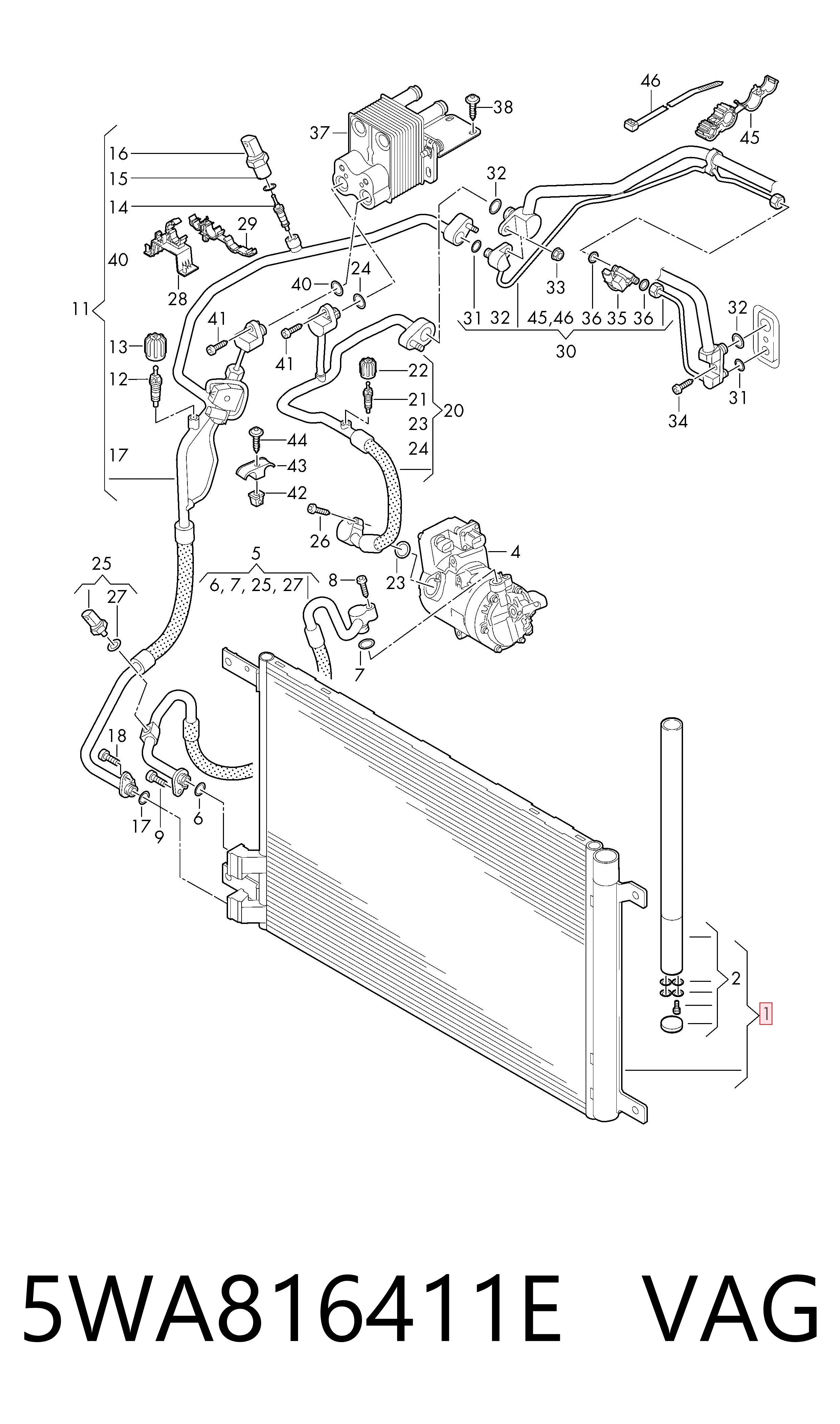 Radiador de aparelho de ar condicionado para Audi A3 Sportback 8YA, 8YF