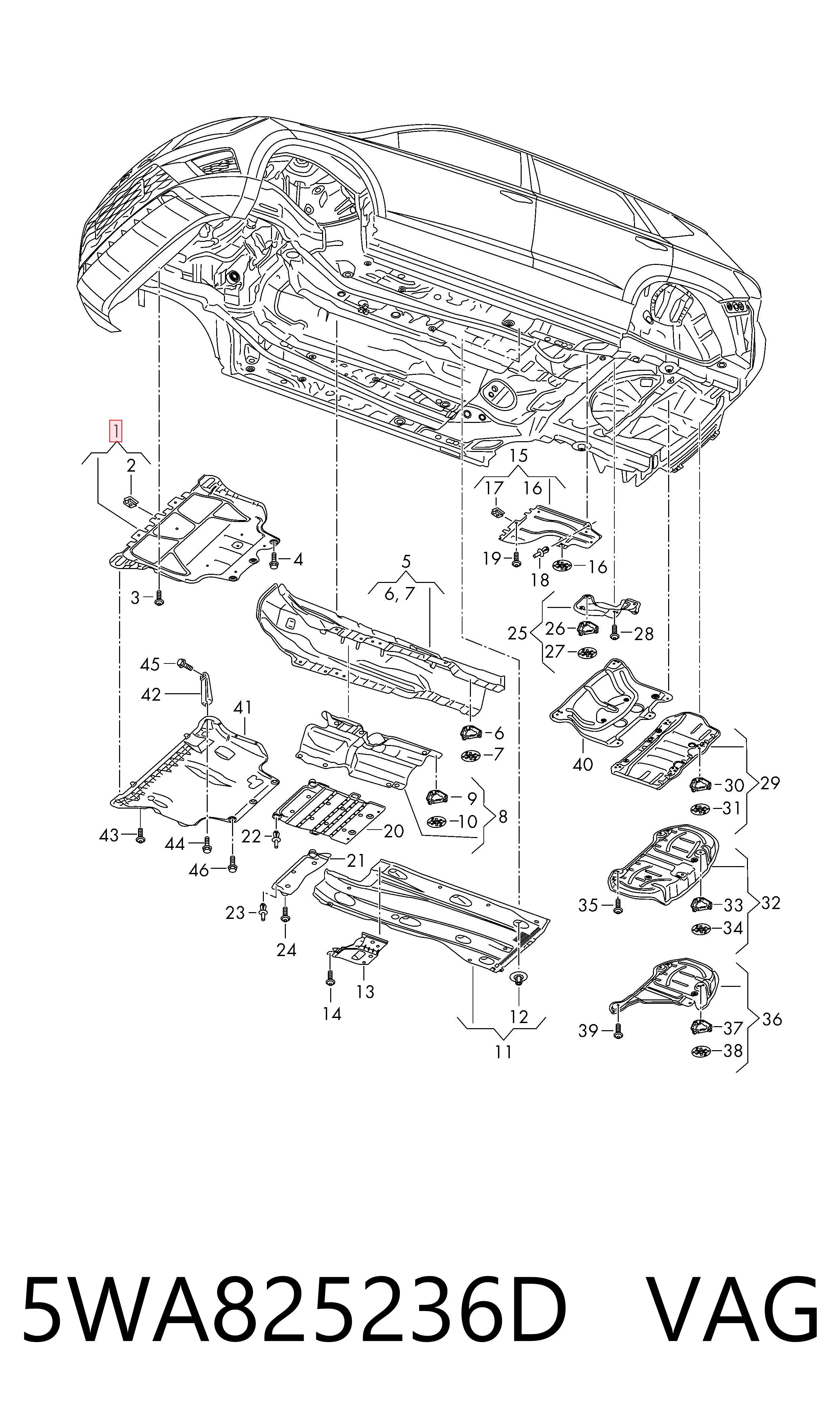 5WA825236D VAG Proteção de motor, de panela (da seção de motor)