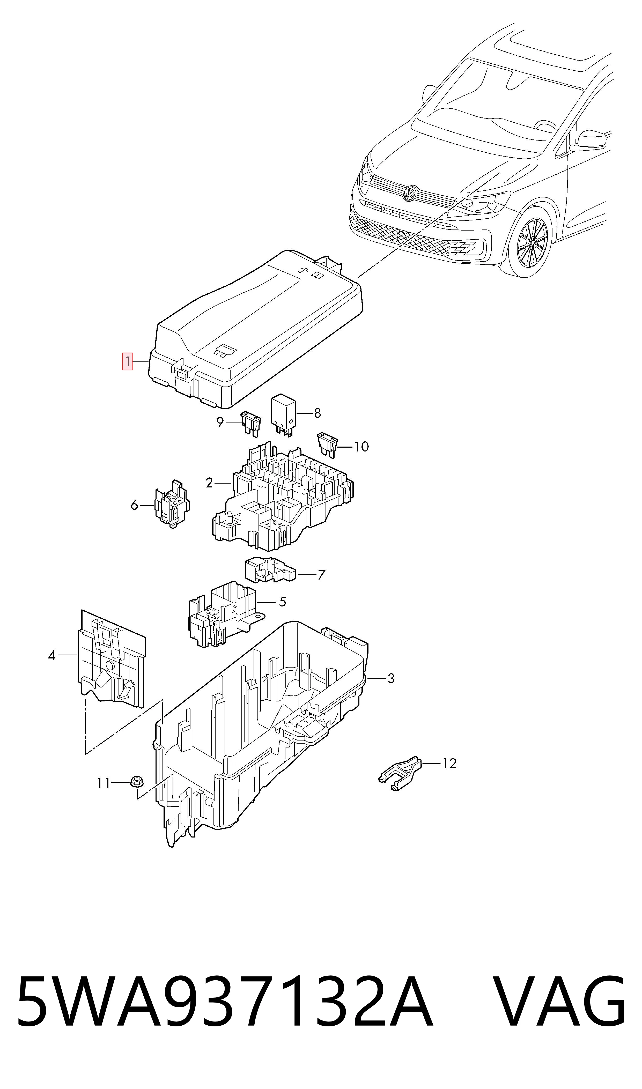 5WA937132A VAG Tampa de unidade de dispositivos de segurança