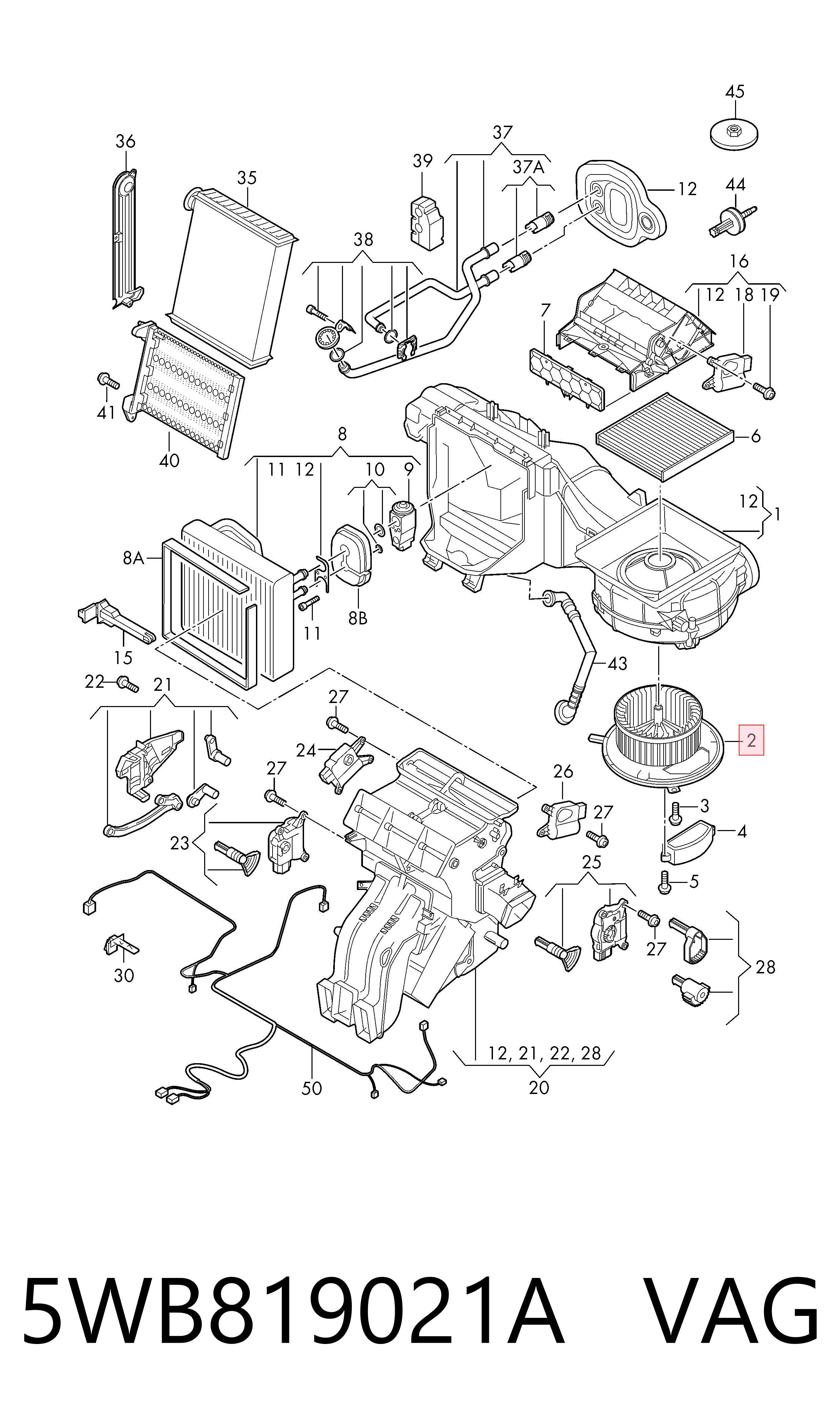 5WB819021A VAG Motor de ventilador de forno (de aquecedor de salão)