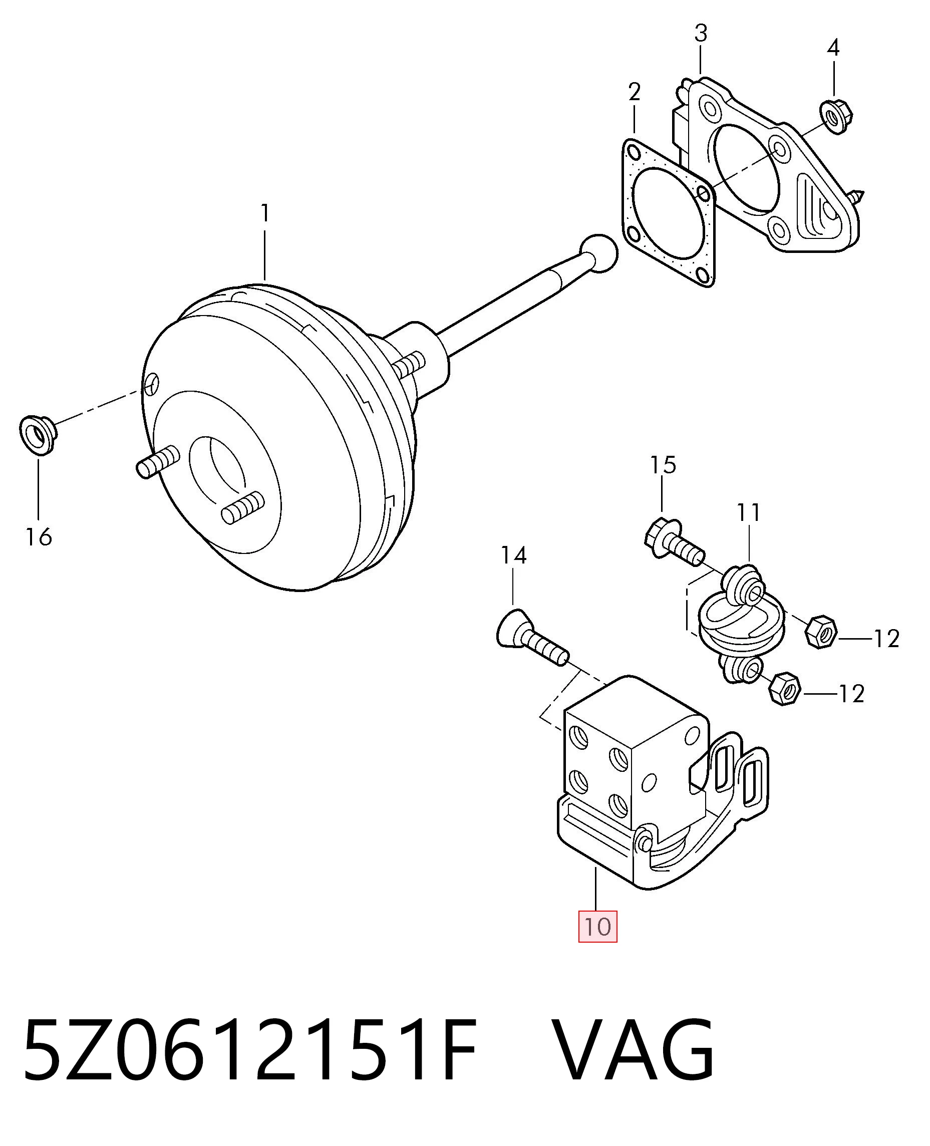 5Z0612151F VAG Regulador de pressão dos freios (regulador das forças de frenagem)