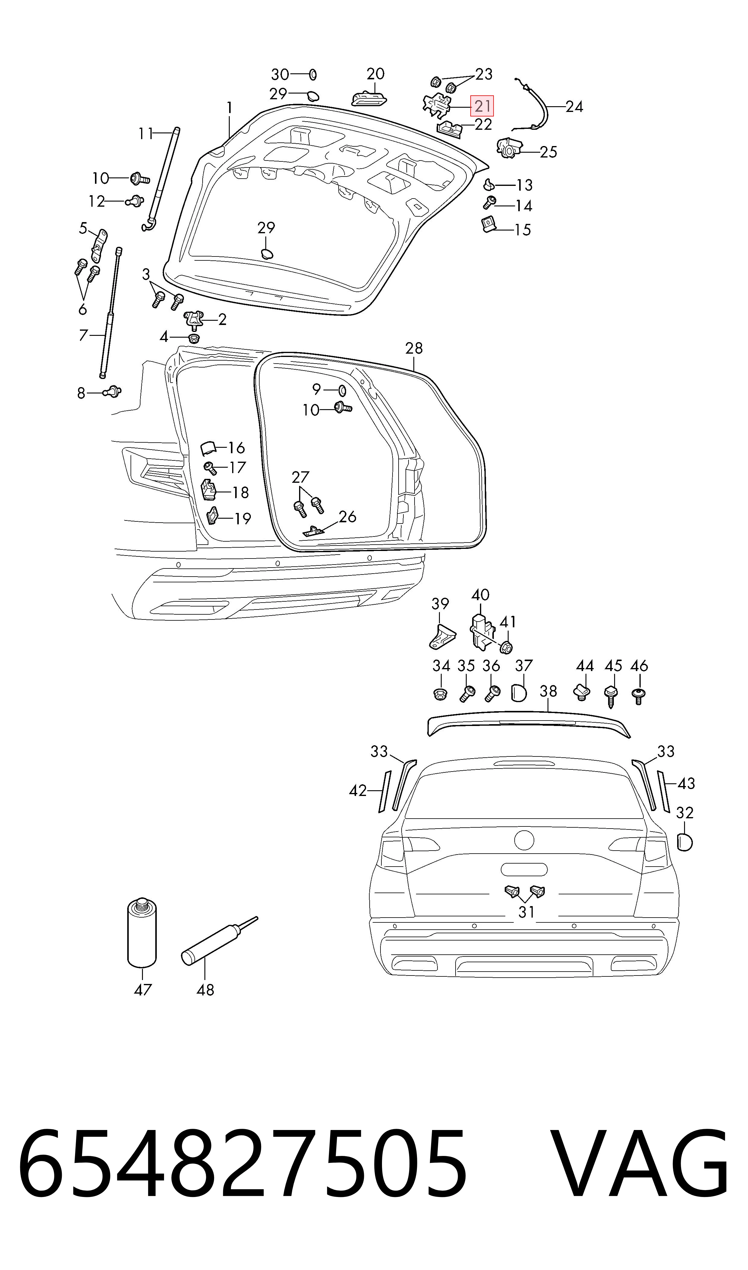 Compre Fecho de tampa de porta-malas (de 3ª/5ª porta traseira) Skoda Octavia 