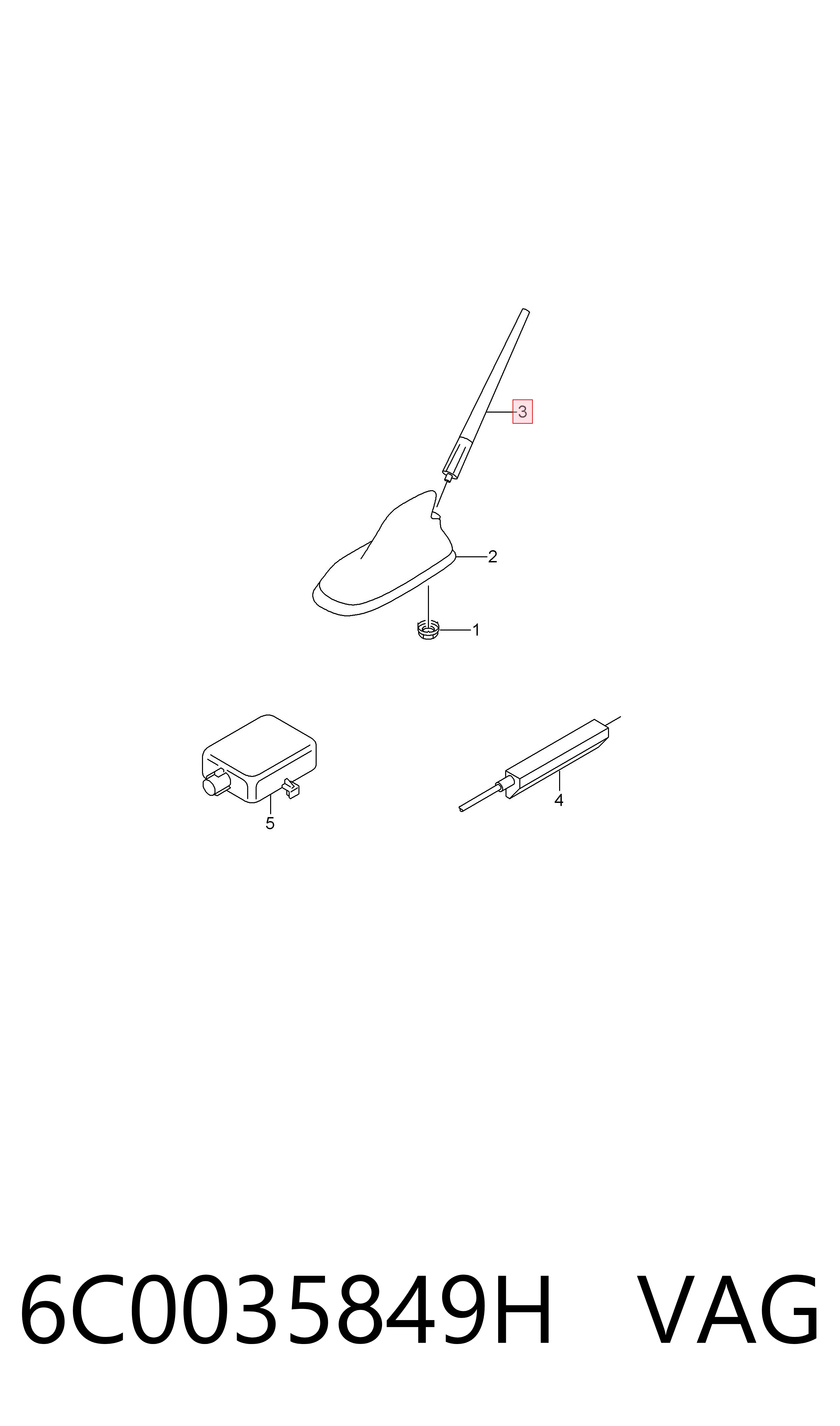6C0035849H VAG Haste de antena