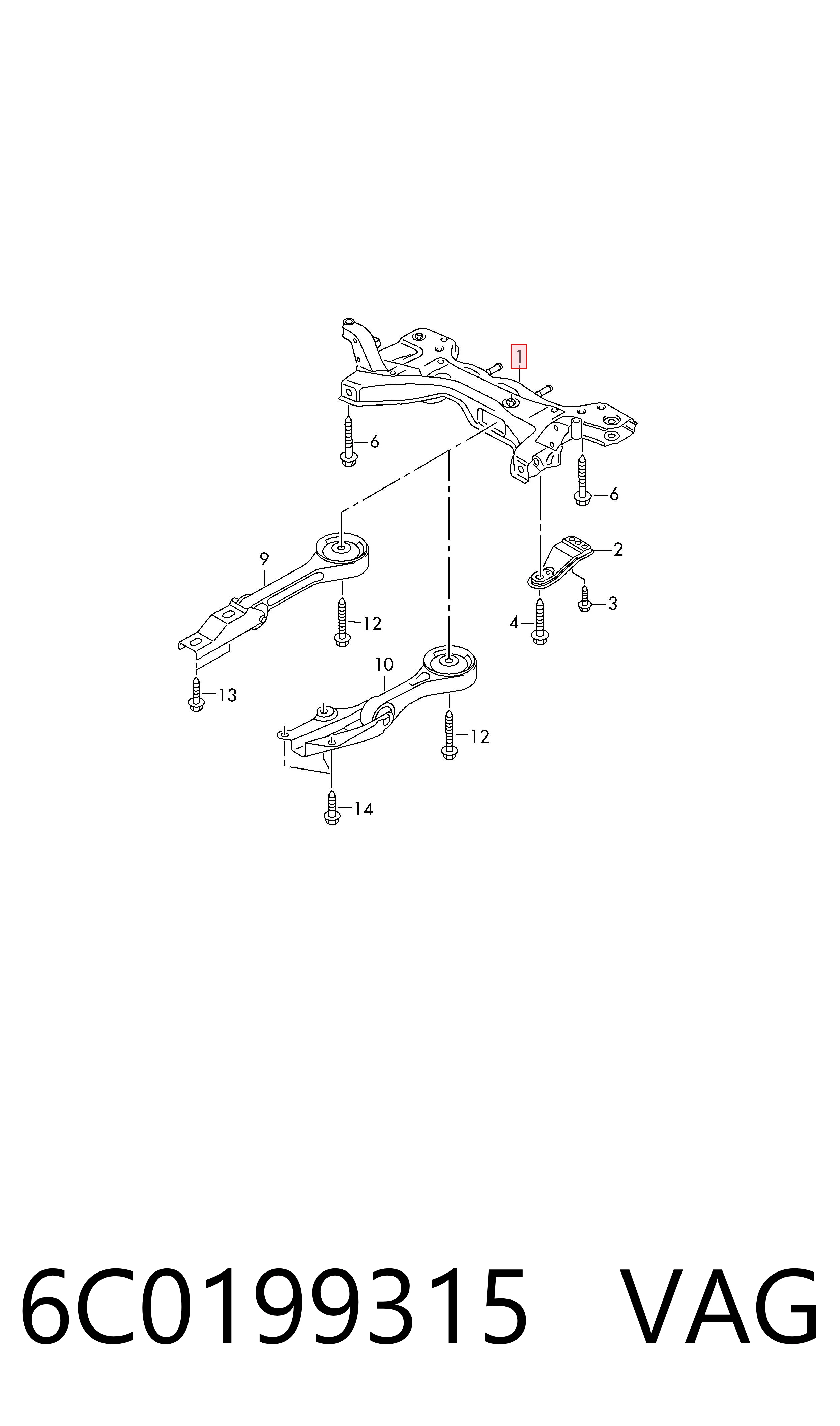 Viga de suspensão dianteira (plataforma veicular) para Skoda Fabia II 5J5, 545