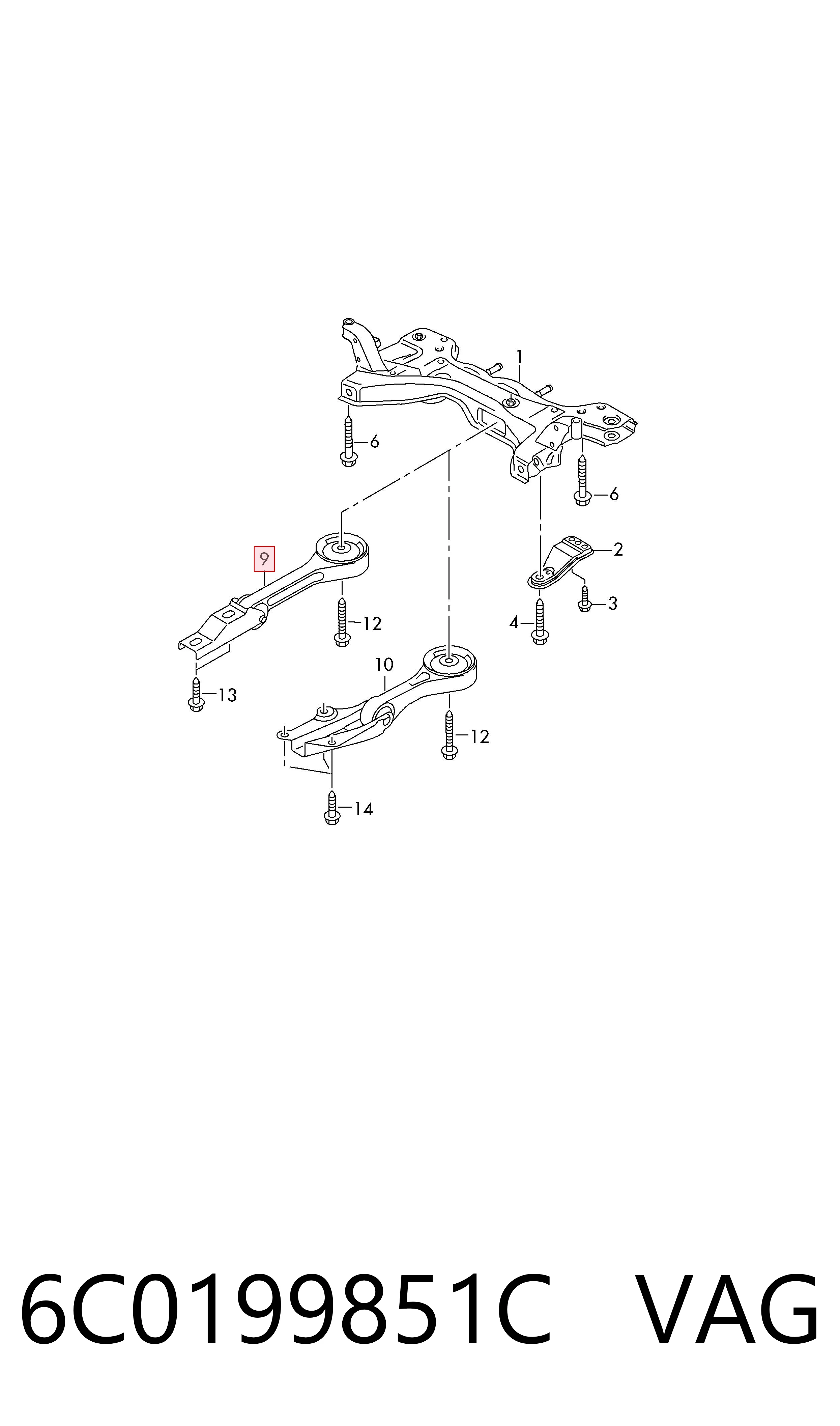 Coxim (suporte) traseiro de motor VAG 6C0199851C preço, a partir de 57,99 USD