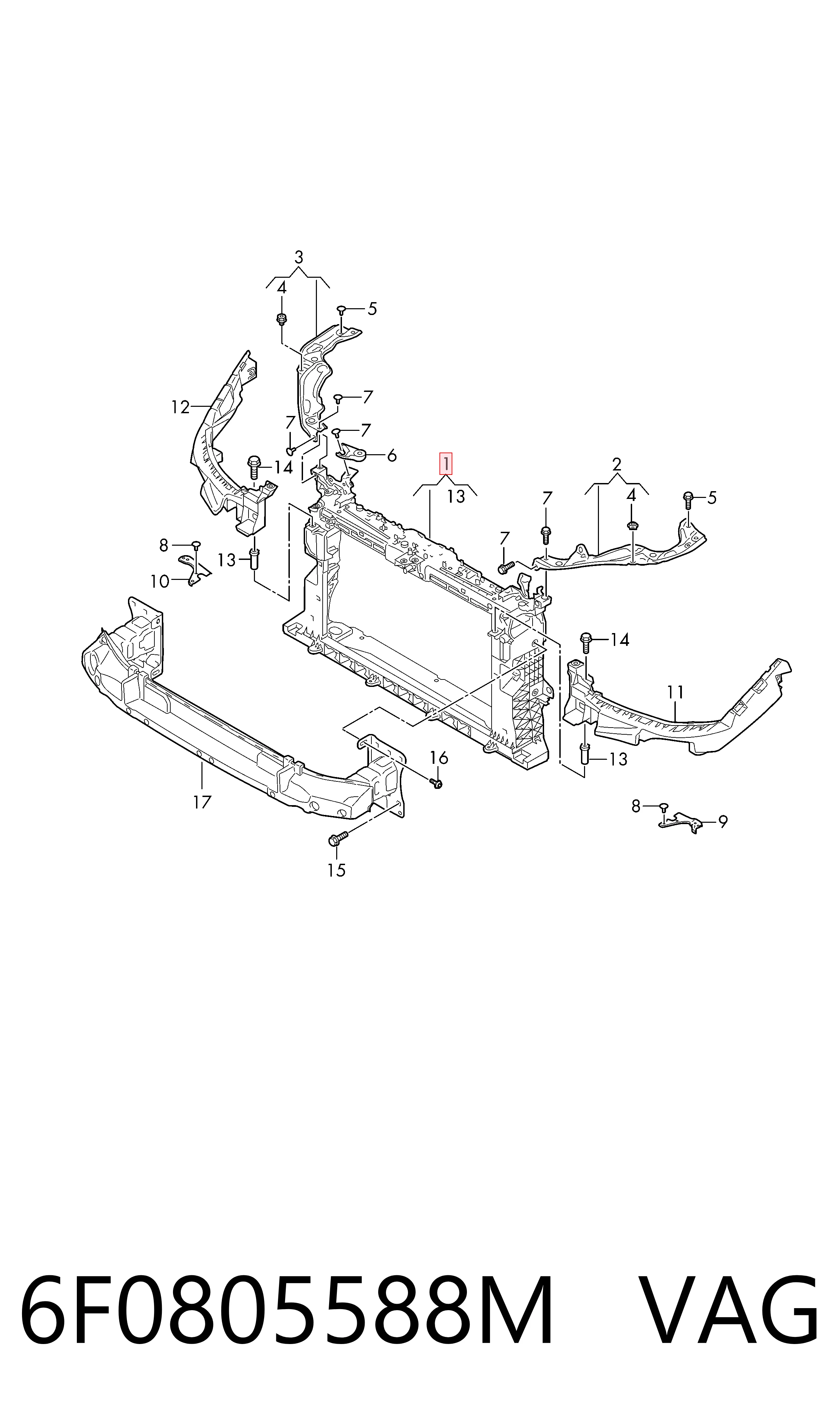 Suporte do radiador montado (painel de montagem de fixação das luzes) Seat Ibiza V KJ1, KJG ao melhor preço