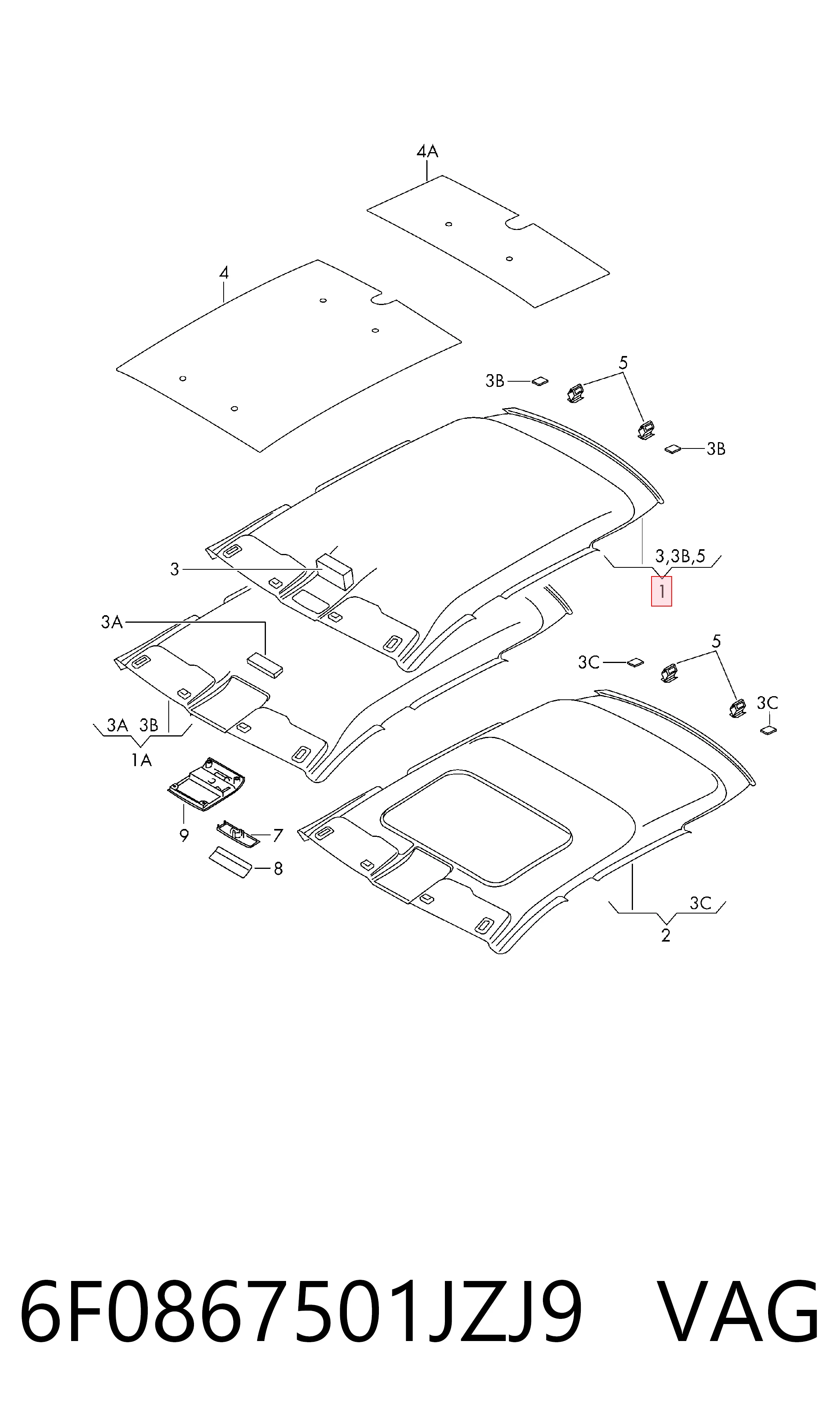 Revestimento do teto Seat Ibiza V KJ1, KJG ao melhor preço