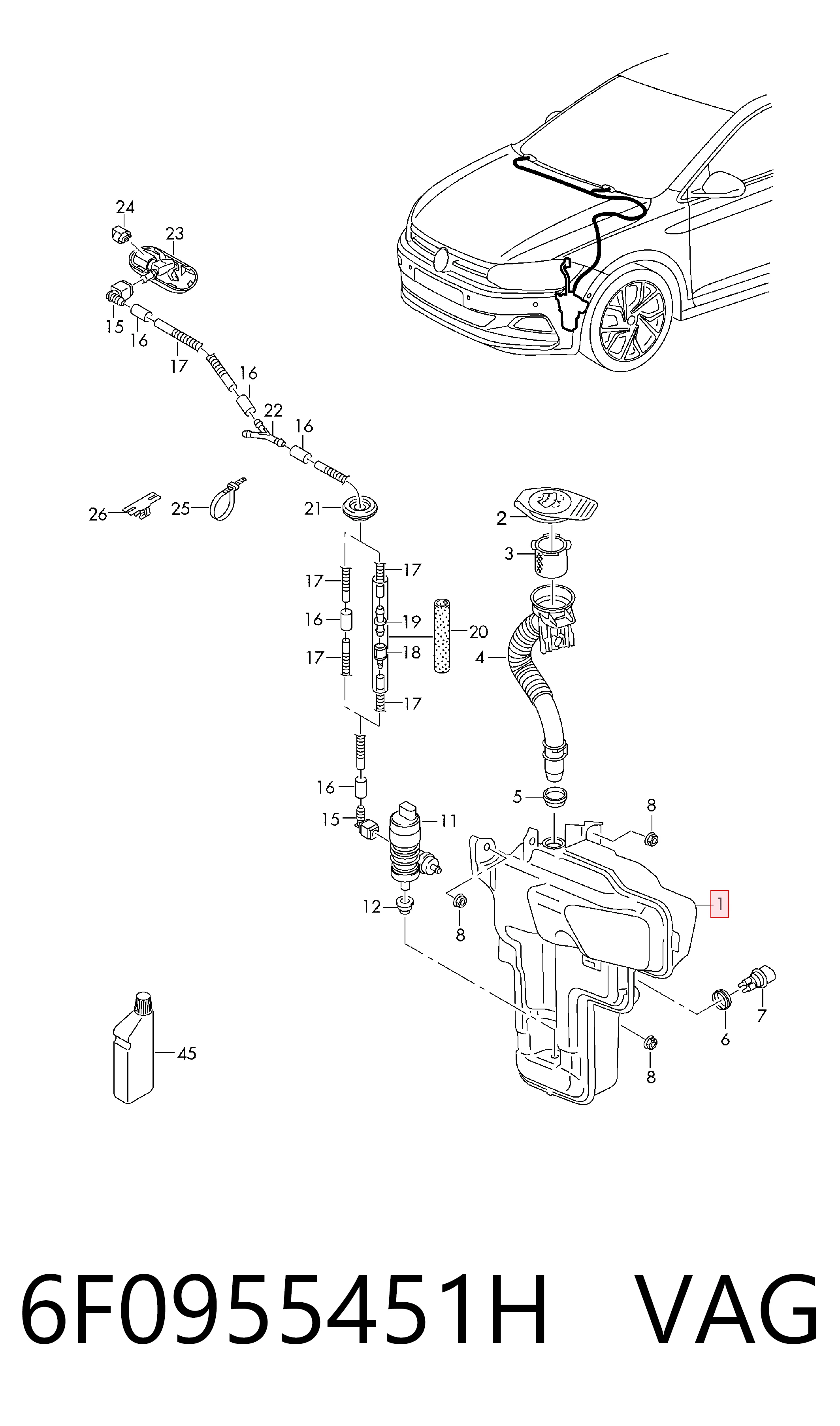 Tanque de fluido para lavador de vidro Seat Ibiza V KJ1, KJG ao melhor preço