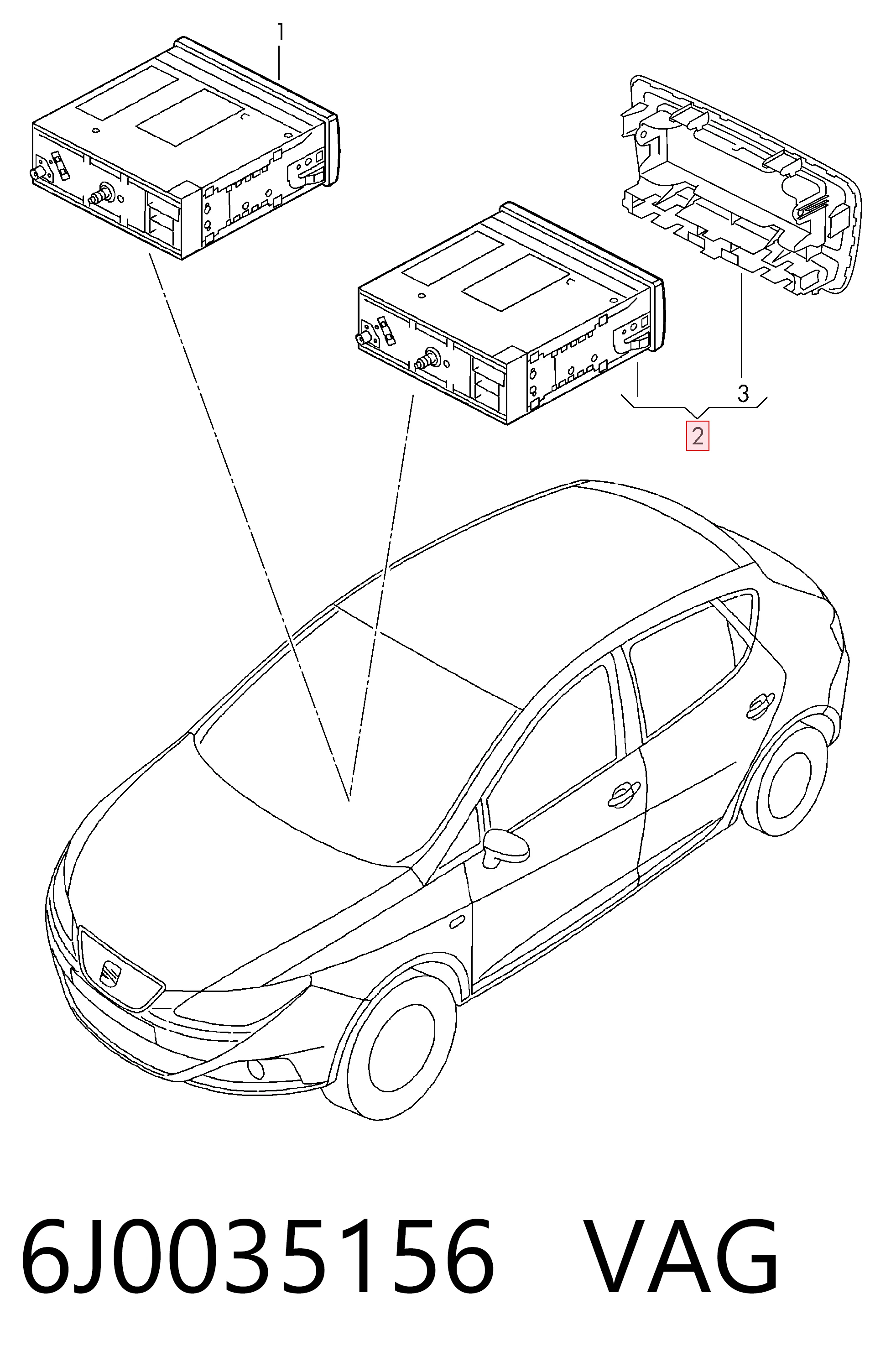 Aparelhagem de som (rádio AM/FM) para Seat Ibiza IV 6J5, 6P1