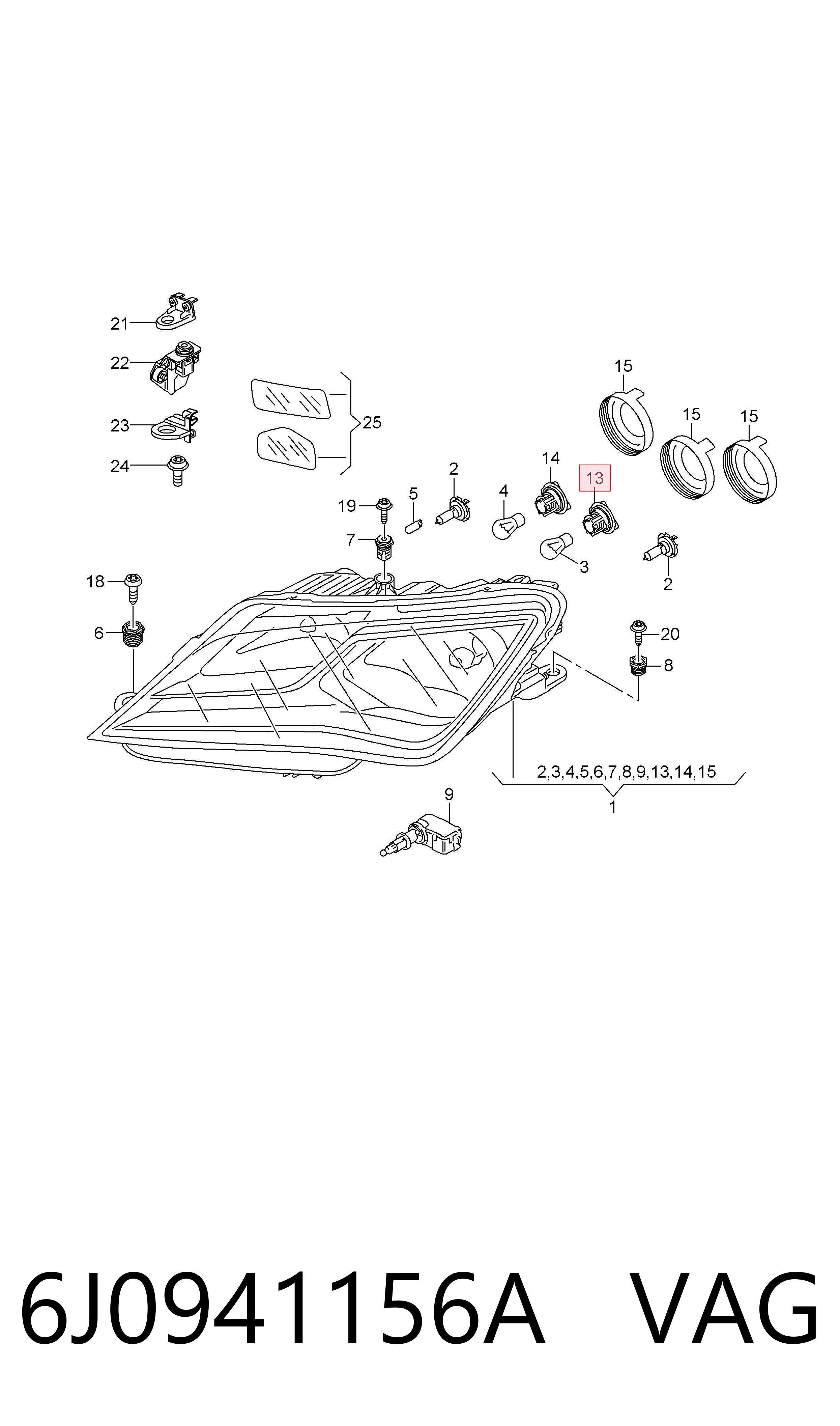 6J0941156A VAG Base (casquilho) de lâmpada da luz