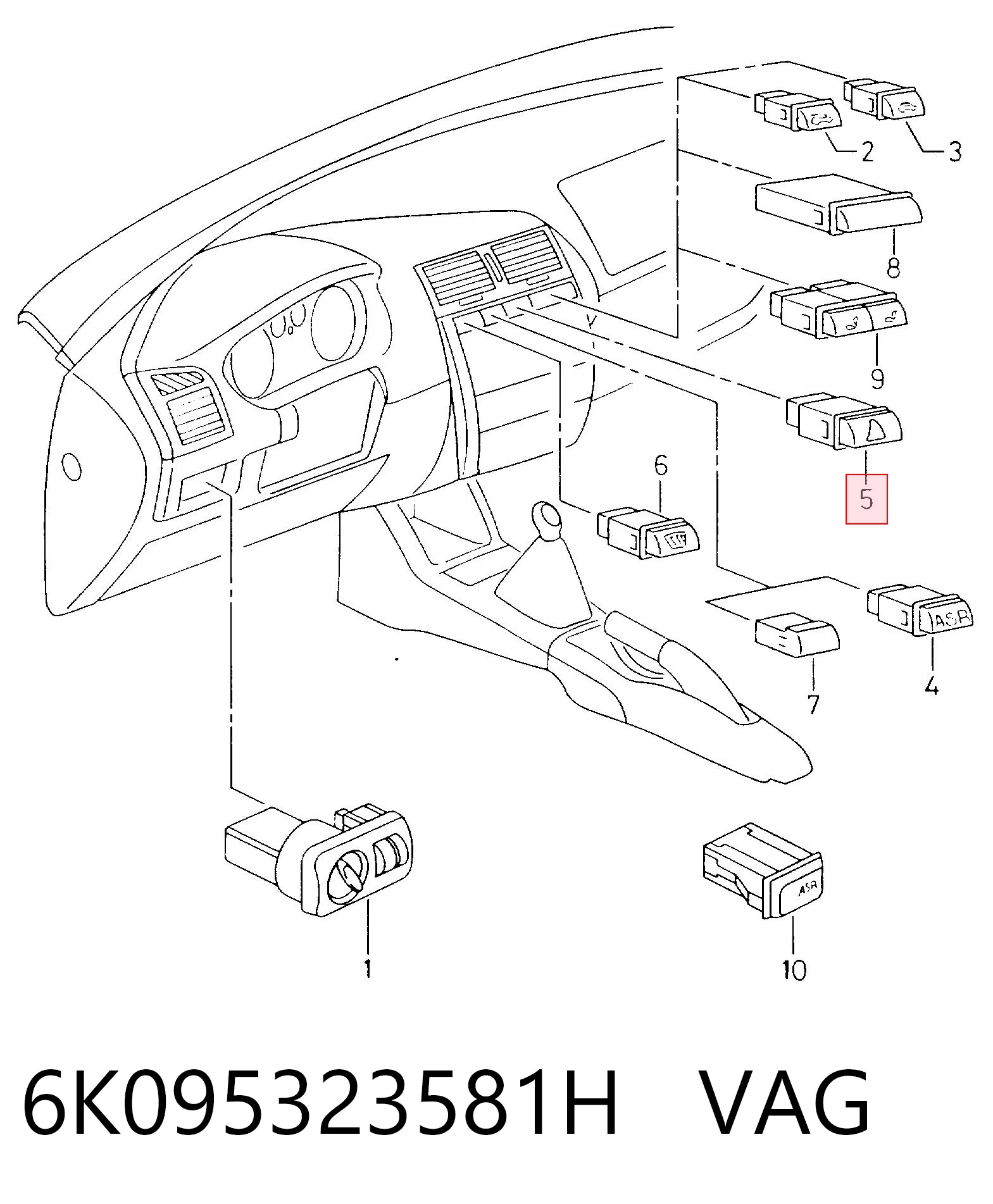 Botão de ativação do sinal de emergência para Seat Ibiza II 6K1