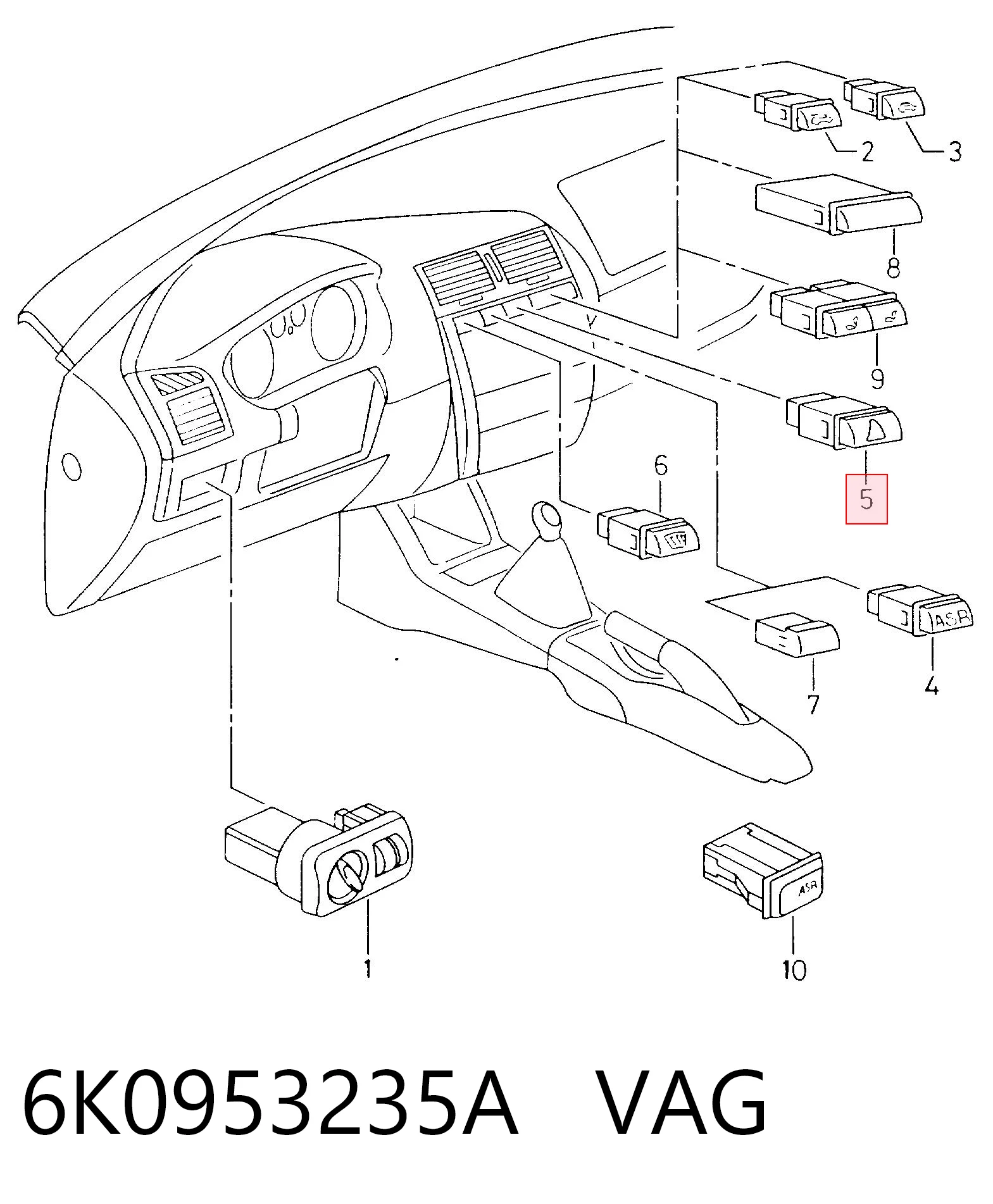 Botão de ativação do sinal de emergência Seat Ibiza II 6K1 ao melhor preço
