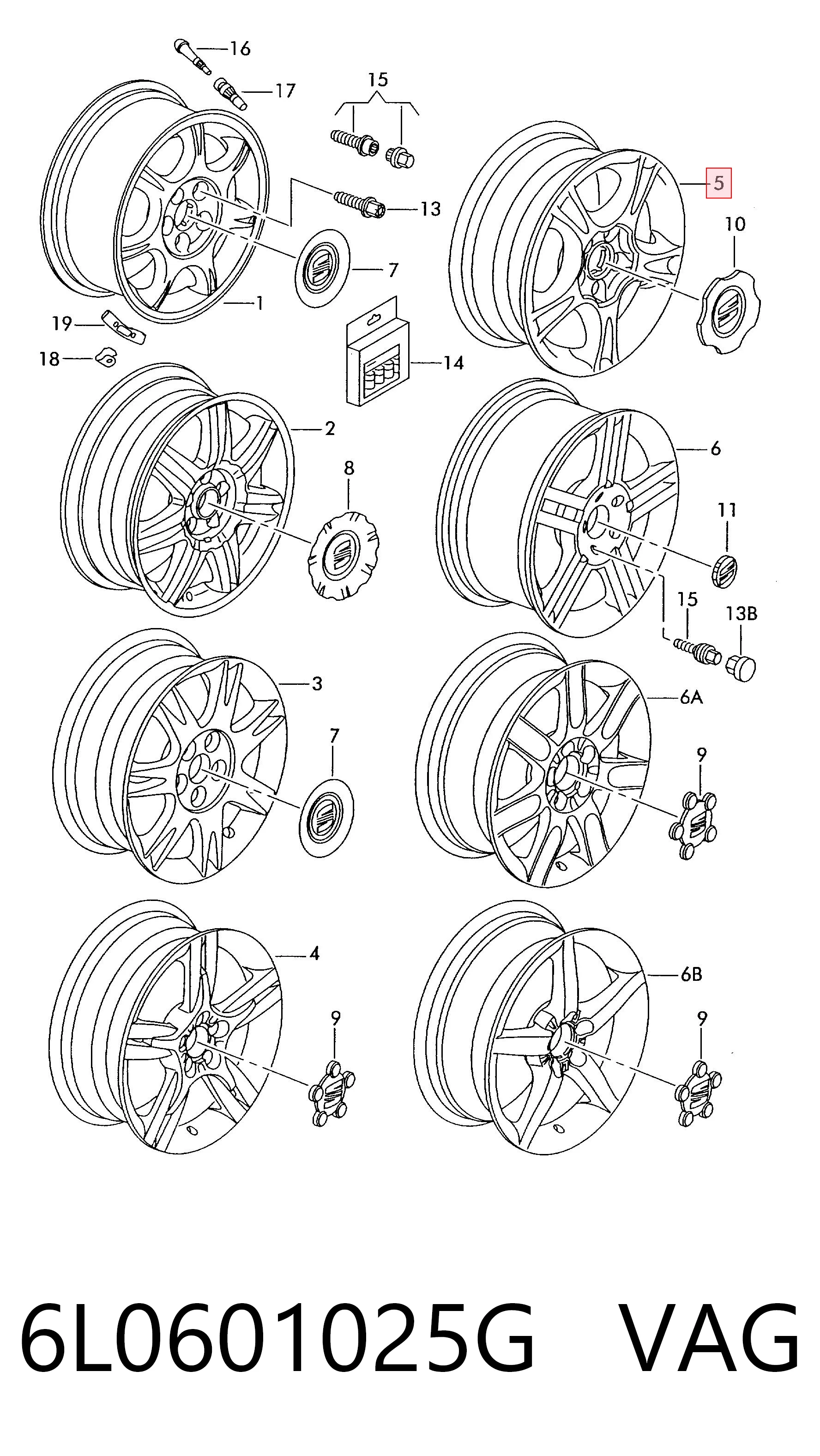 Discos de roda de aleação ligeira (de aleação ligeira, de titânio) Seat Ibiza III 6L1 ao melhor preço