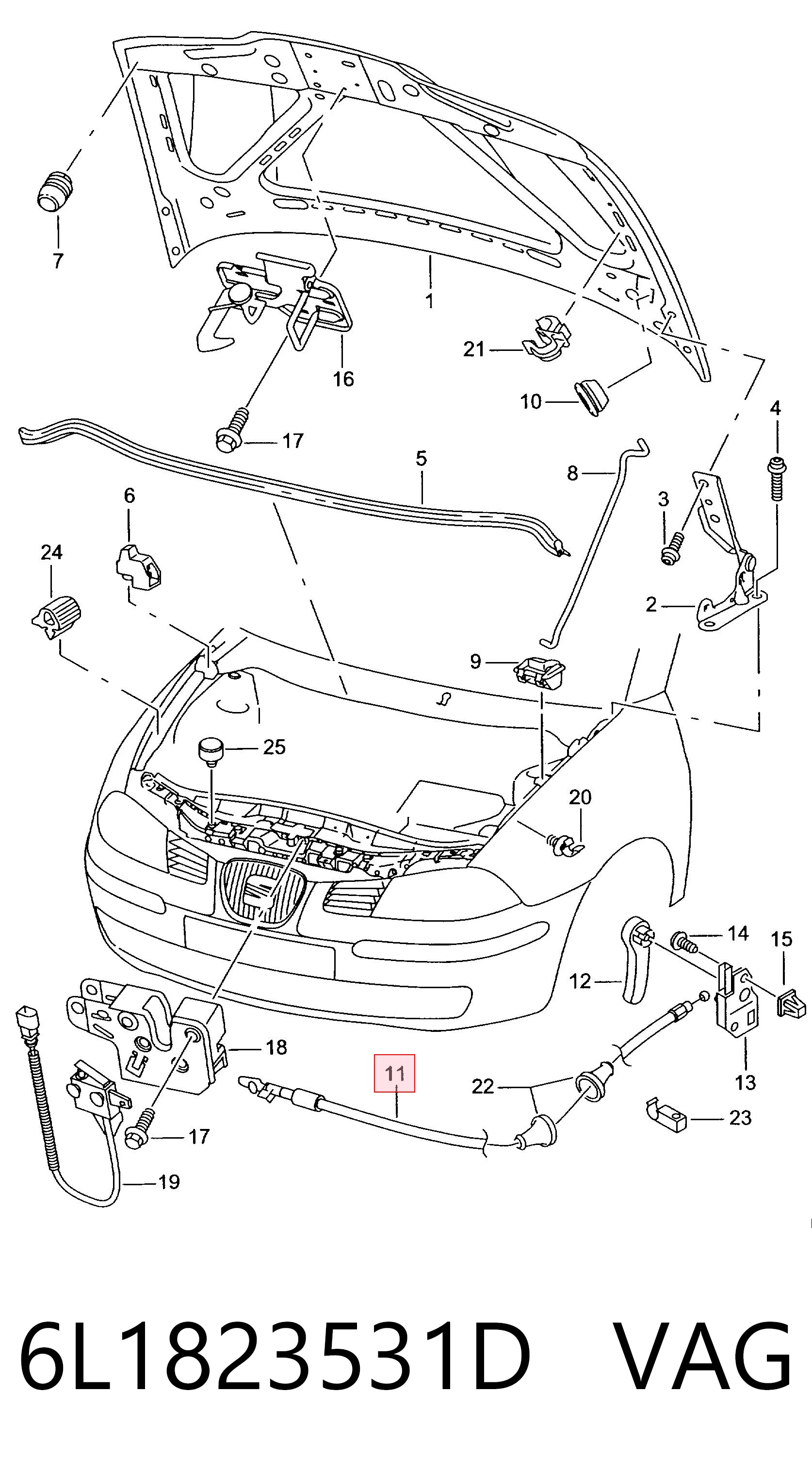 Cabo de abertura da capota Seat Ibiza III 6L1 ao melhor preço