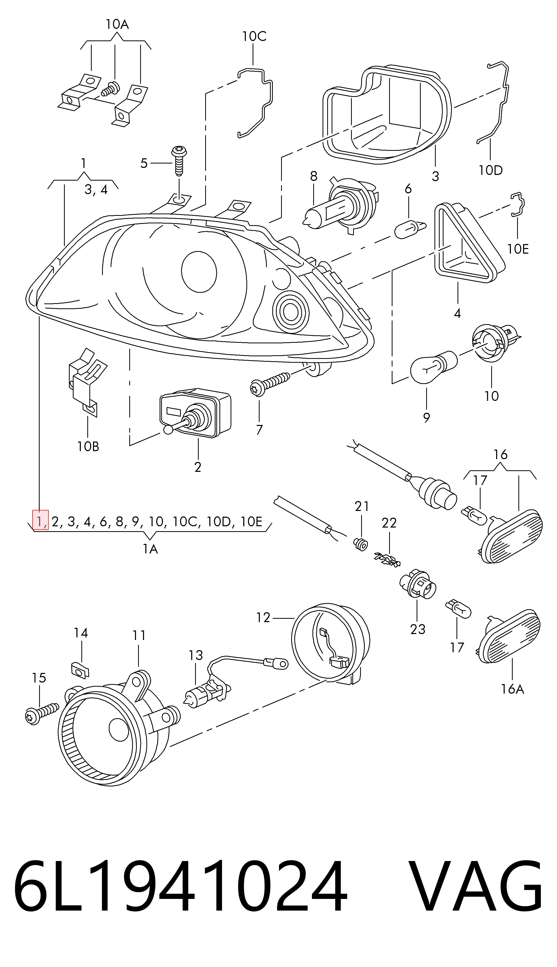  Luz direita Seat Cordoba sedan (6L2) (2002 - 2009) 