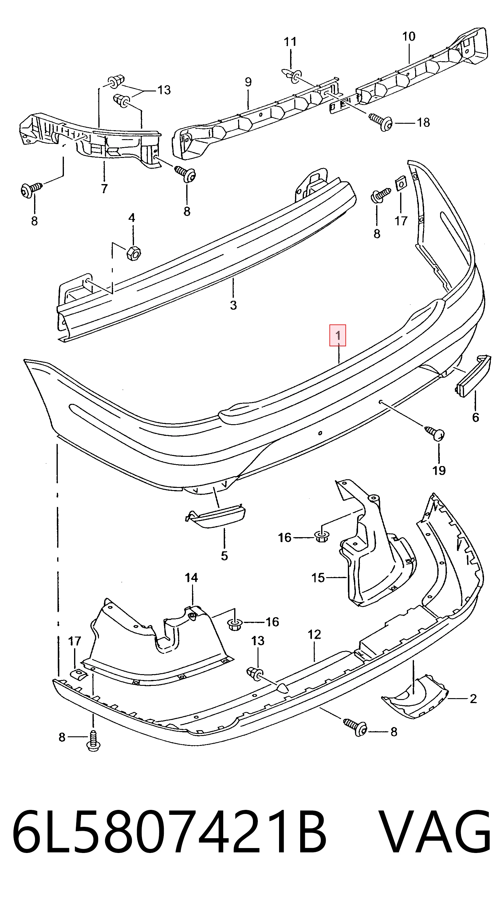 Pára-choque traseiro Seat Cordoba  6L2