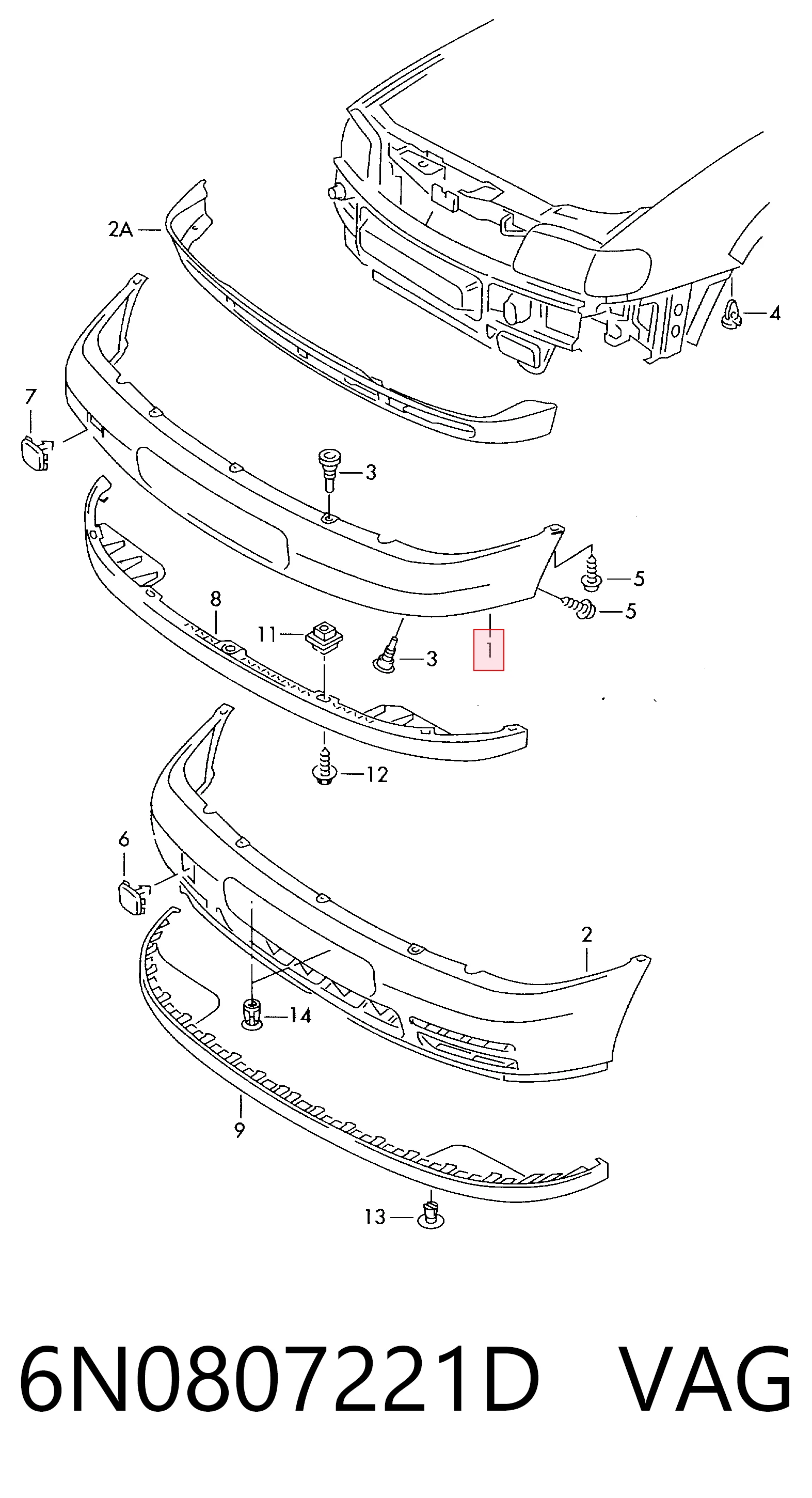 Pára-choque dianteiro para Volkswagen Polo III 6N1