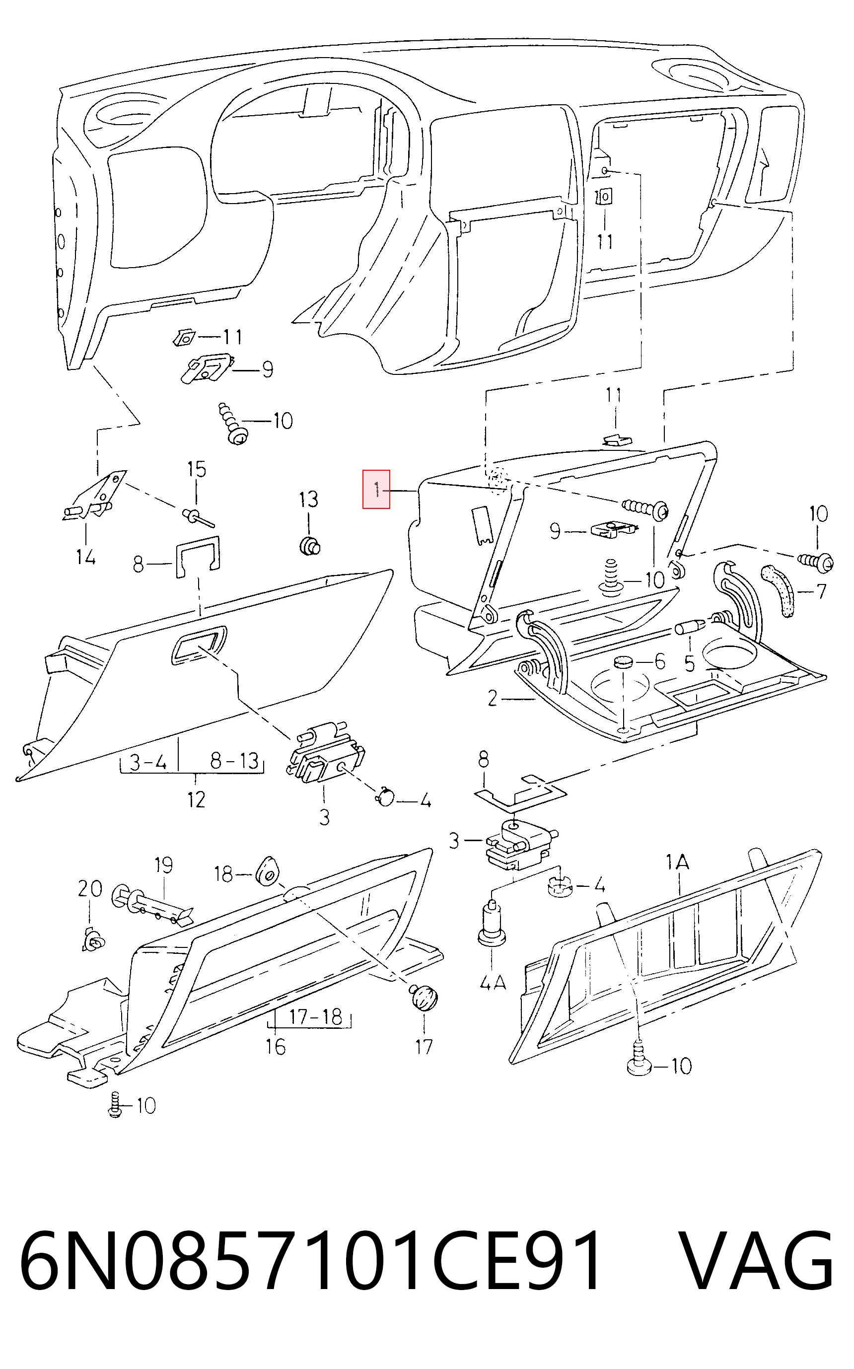 Caixa para porta-luvas (porta-luvas) Seat Inca  6K9 ao melhor preço