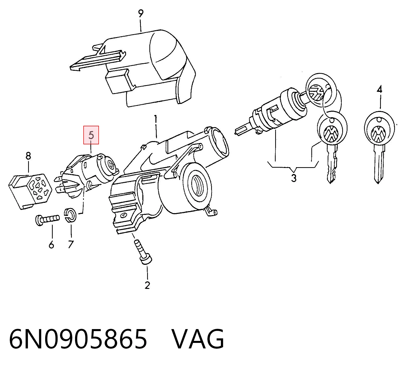 Grupo de contato de fecho de ignição VAG 6N0905865 preço, a partir de 16,22 USD