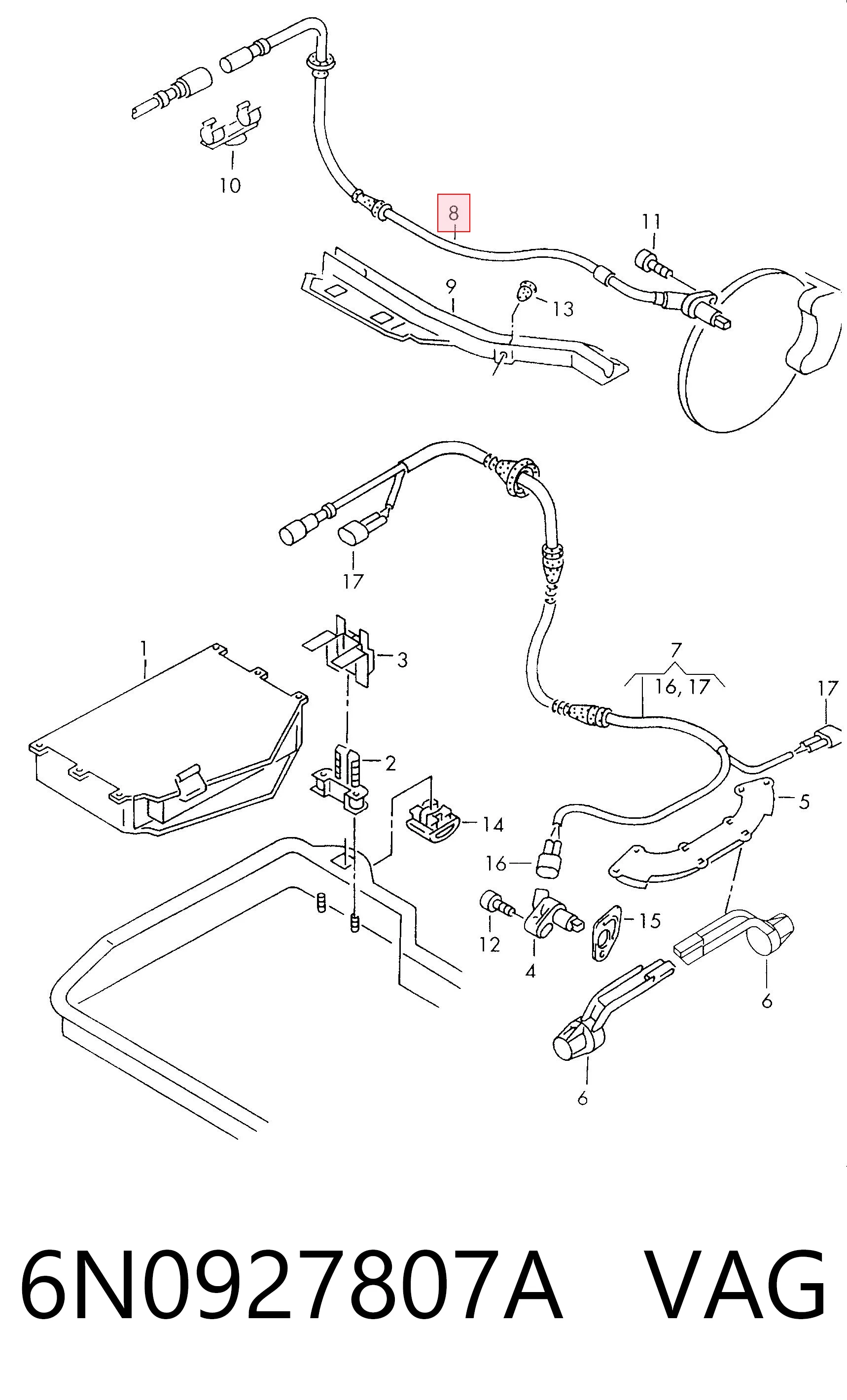 6N0927807A VAG Sensor ABS traseiro