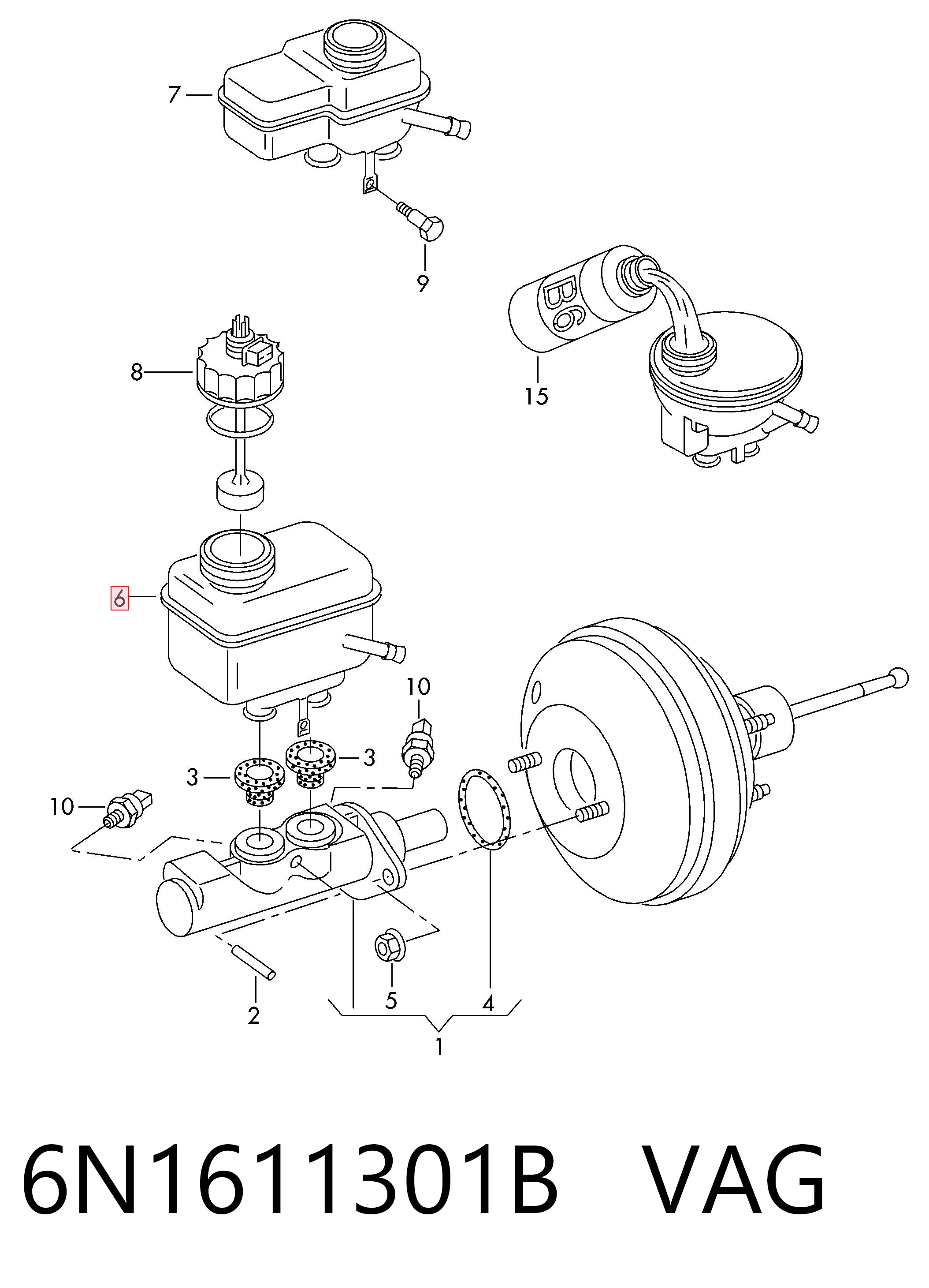 Tanque de cilindro mestre do freio (de fluido de freio) Volkswagen Polo III 6KV5 ao melhor preço