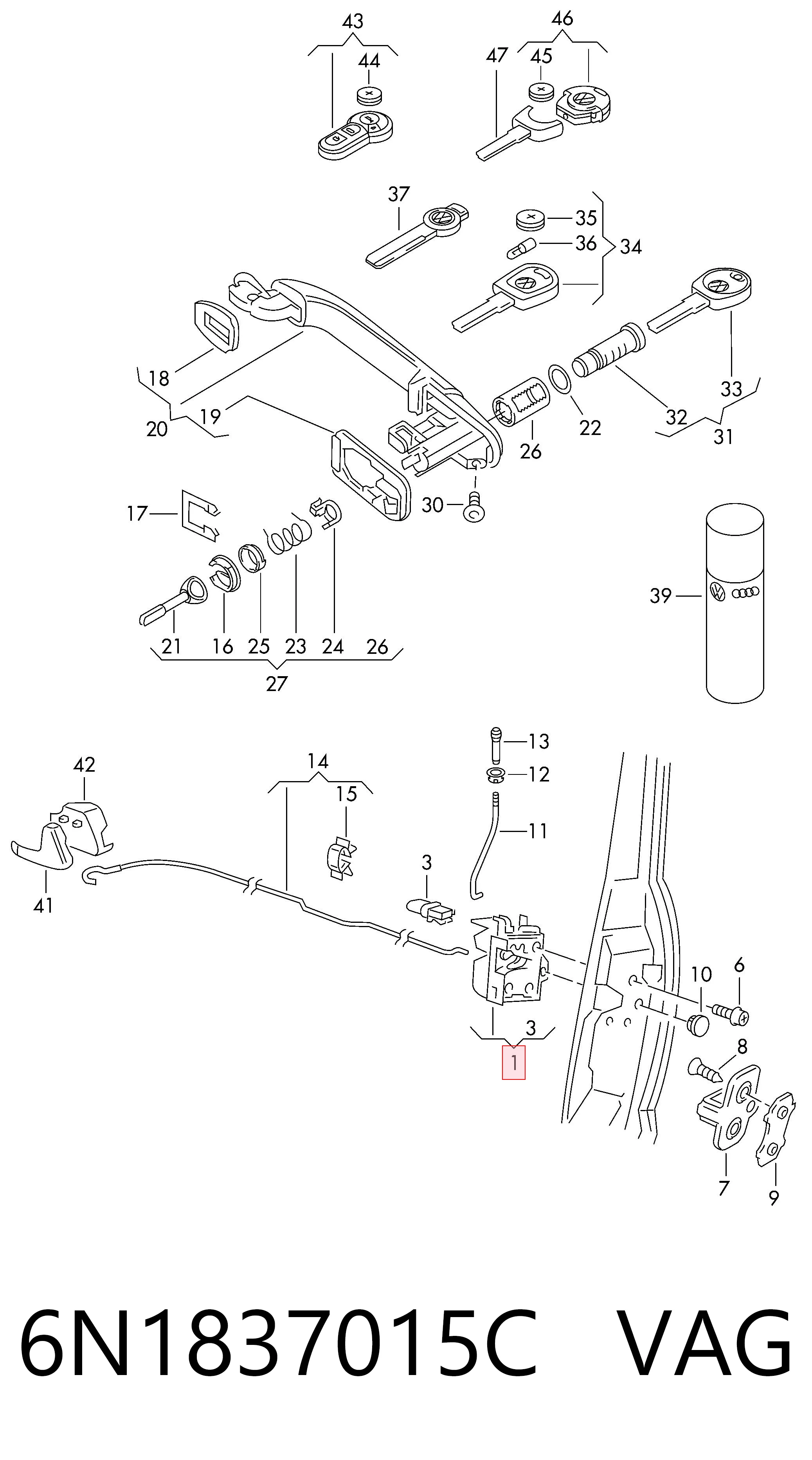Fecho da porta dianteira esquerda Volkswagen Polo III 6KV5 ao melhor preço