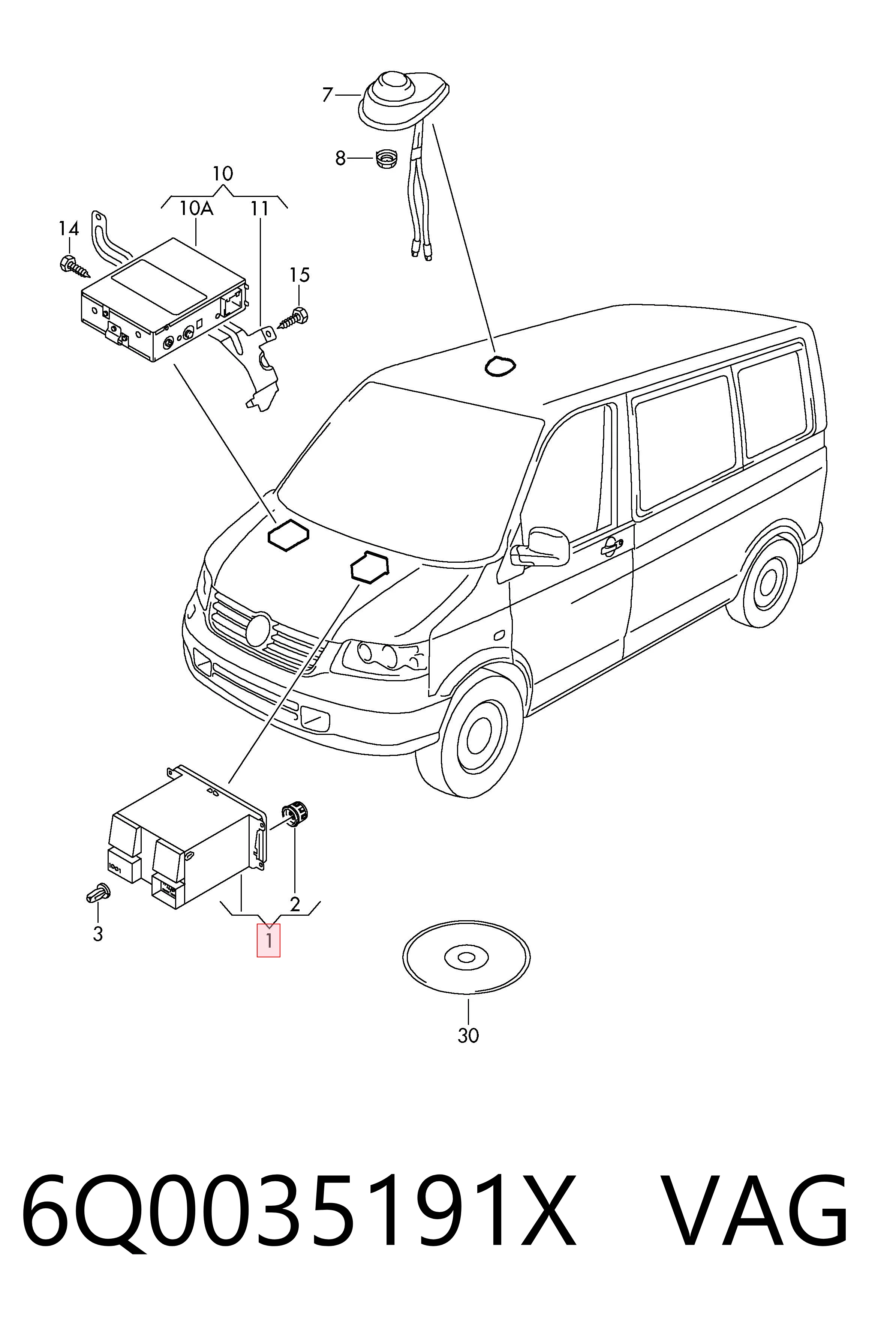 Aparelhagem de som (rádio AM/FM) Volkswagen Transporter  7HB, 7HJ, 7EB, 7EJ ao melhor preço