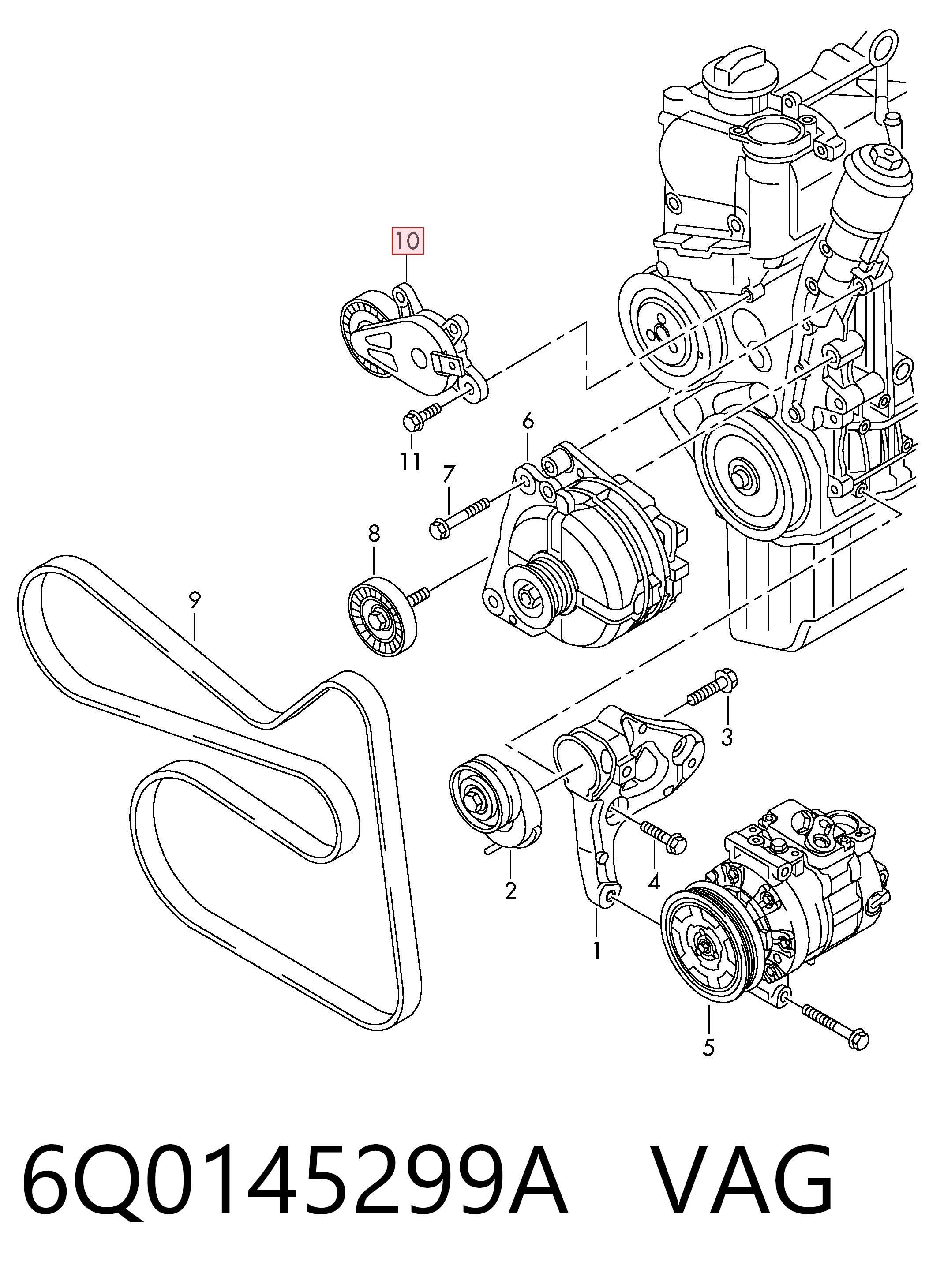 Rolo de reguladora de tensão da correia de transmissão Volkswagen Polo V 602, 604, 612, 614 ao melhor preço