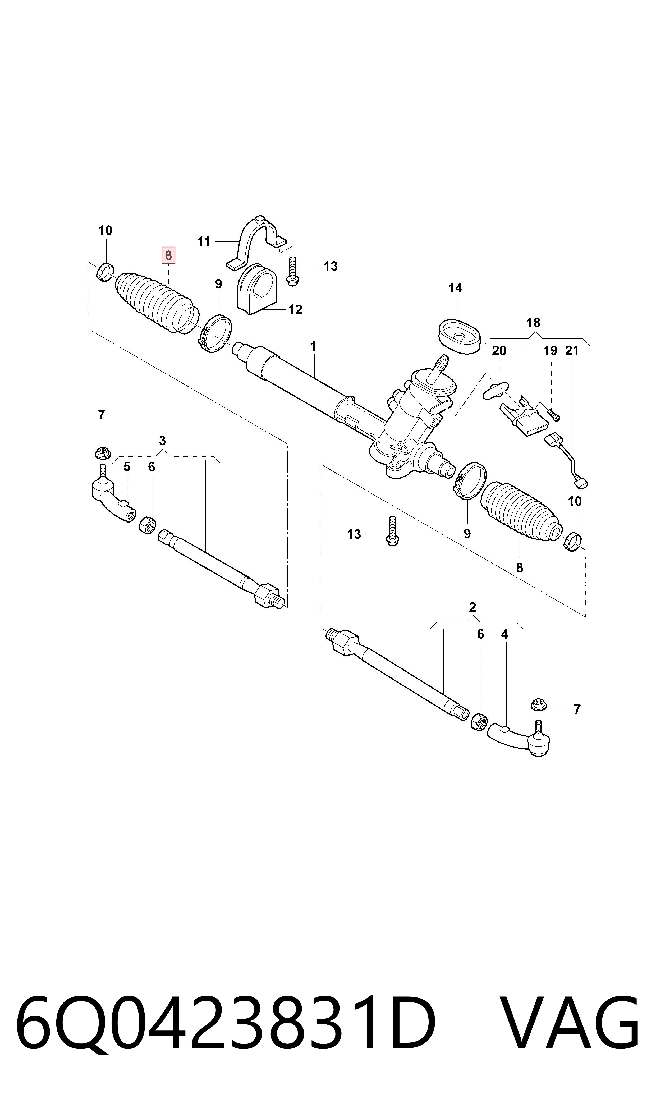 Compre 6Q0423831D VAG Bota de proteção do mecanismo de direção (de cremalheira)