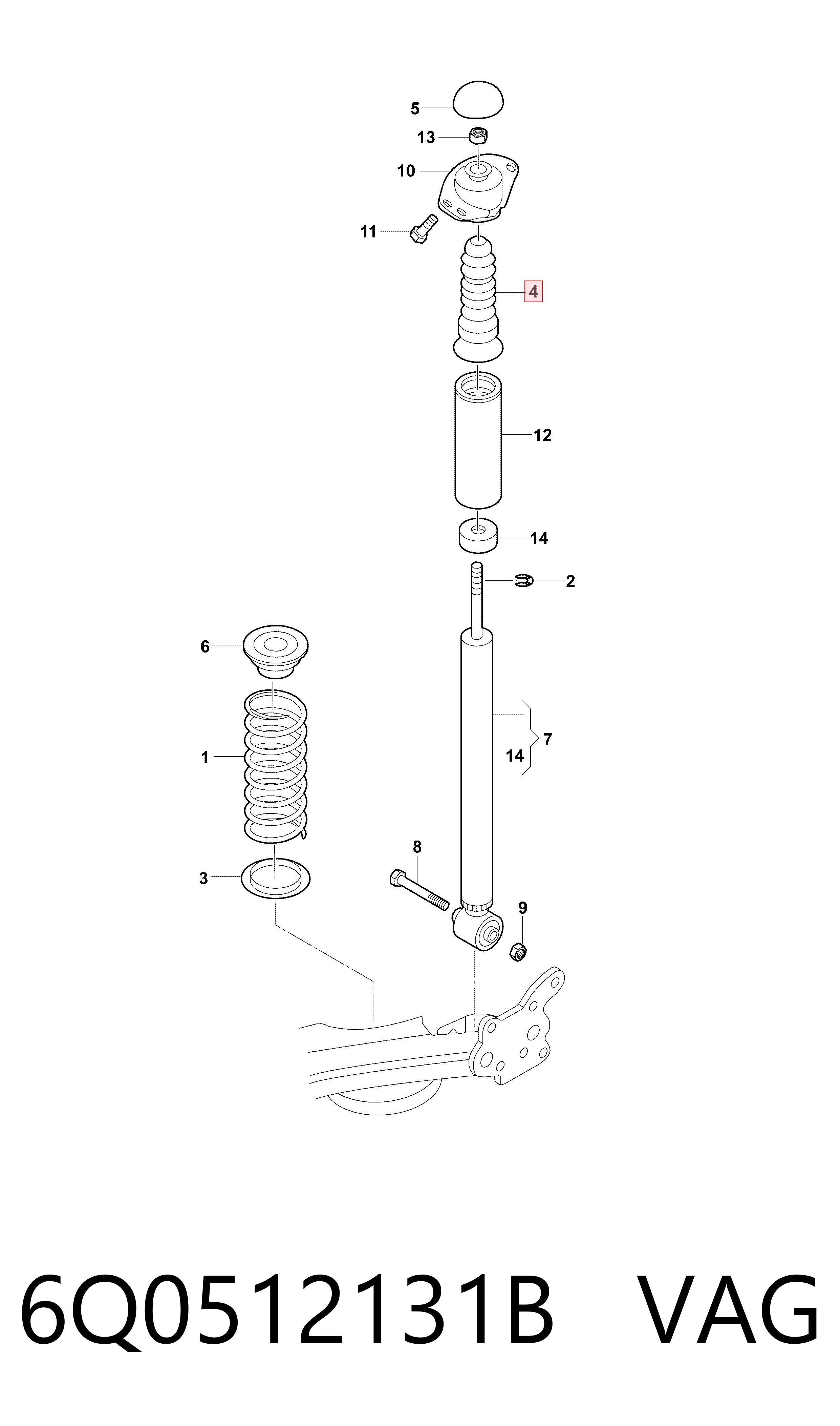 Pára-choque (grade de proteção) de amortecedor traseiro VAG 6Q0512131B preço, a partir de 9,61 USD