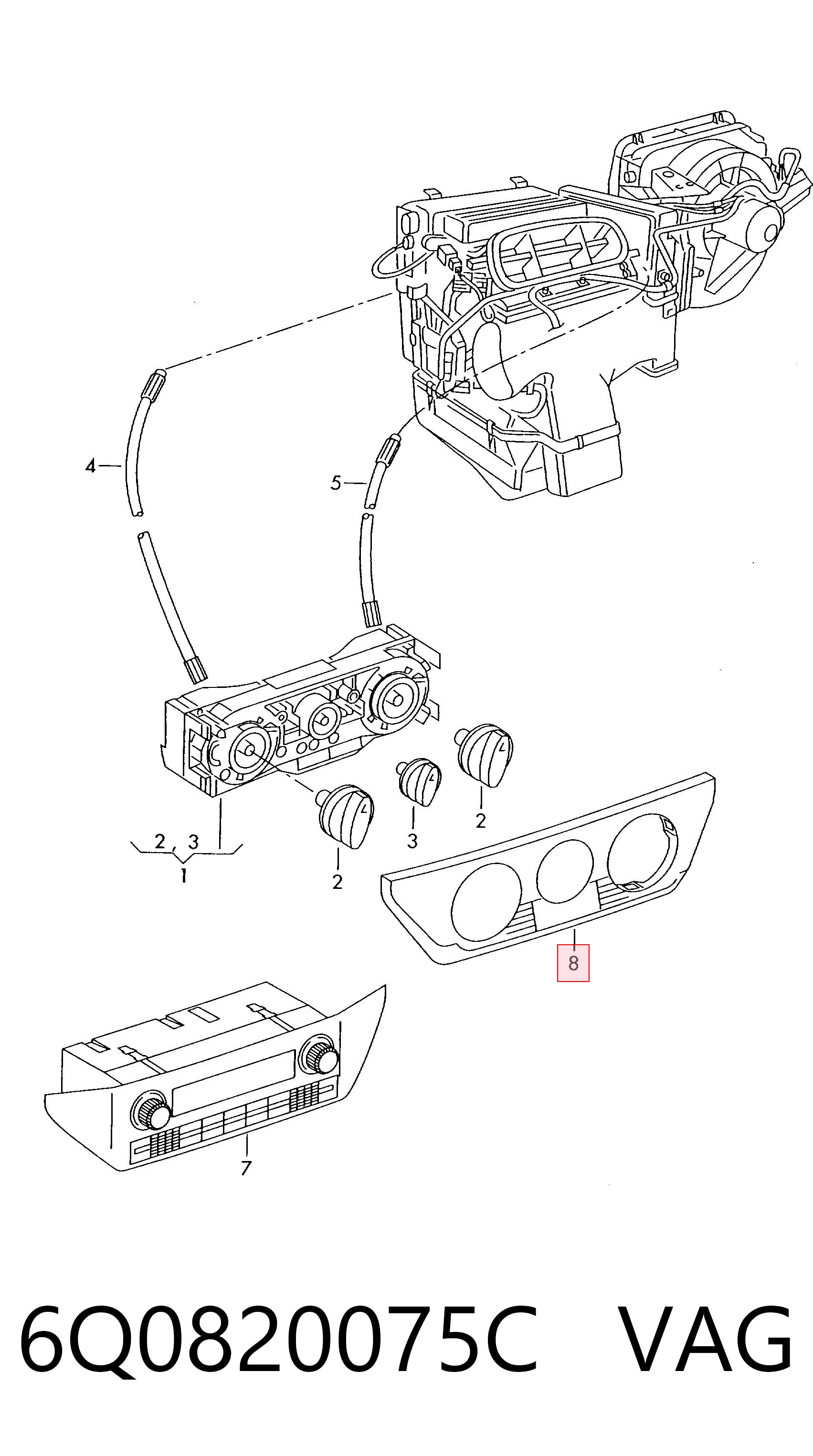  Unidade de controlo dos modos de aquecimento/condicionamento Volkswagen Polo IV hatchback (9N, 9A) (2001 - 2014) IV