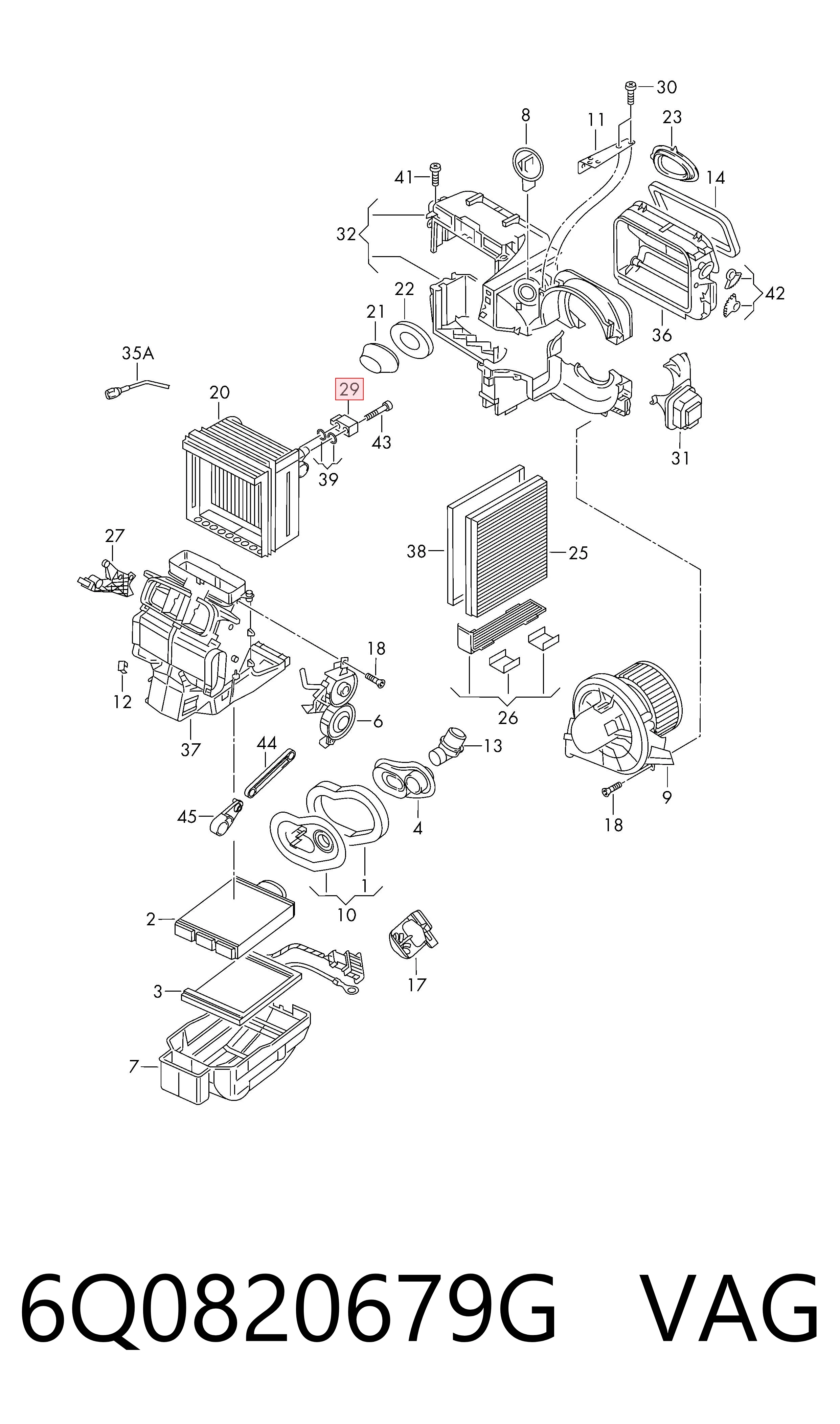 Válvula TRV de aparelho de ar condicionado 6Q0820679G VAG