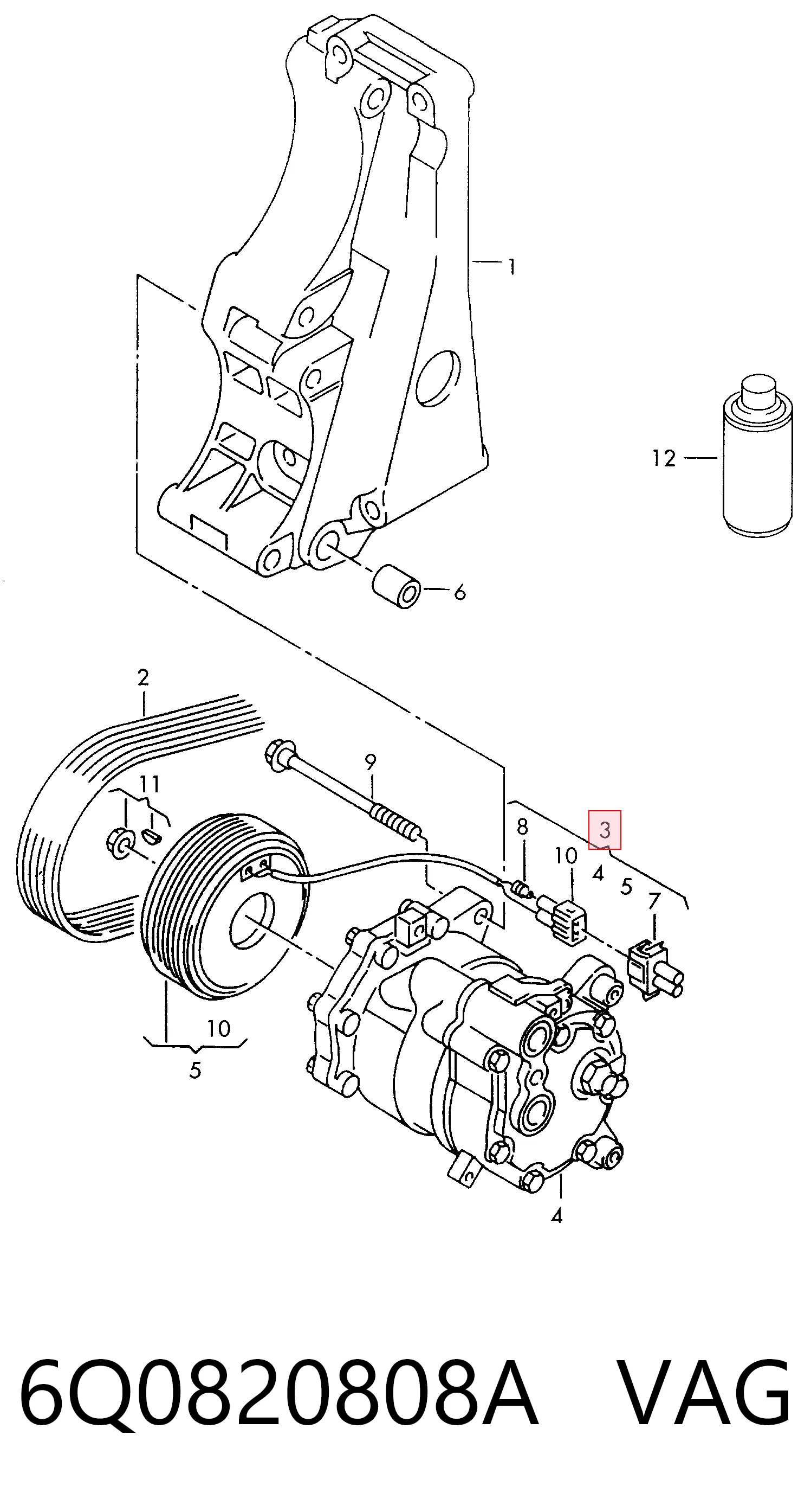 6Q0820808A VAG Compressor de aparelho de ar condicionado