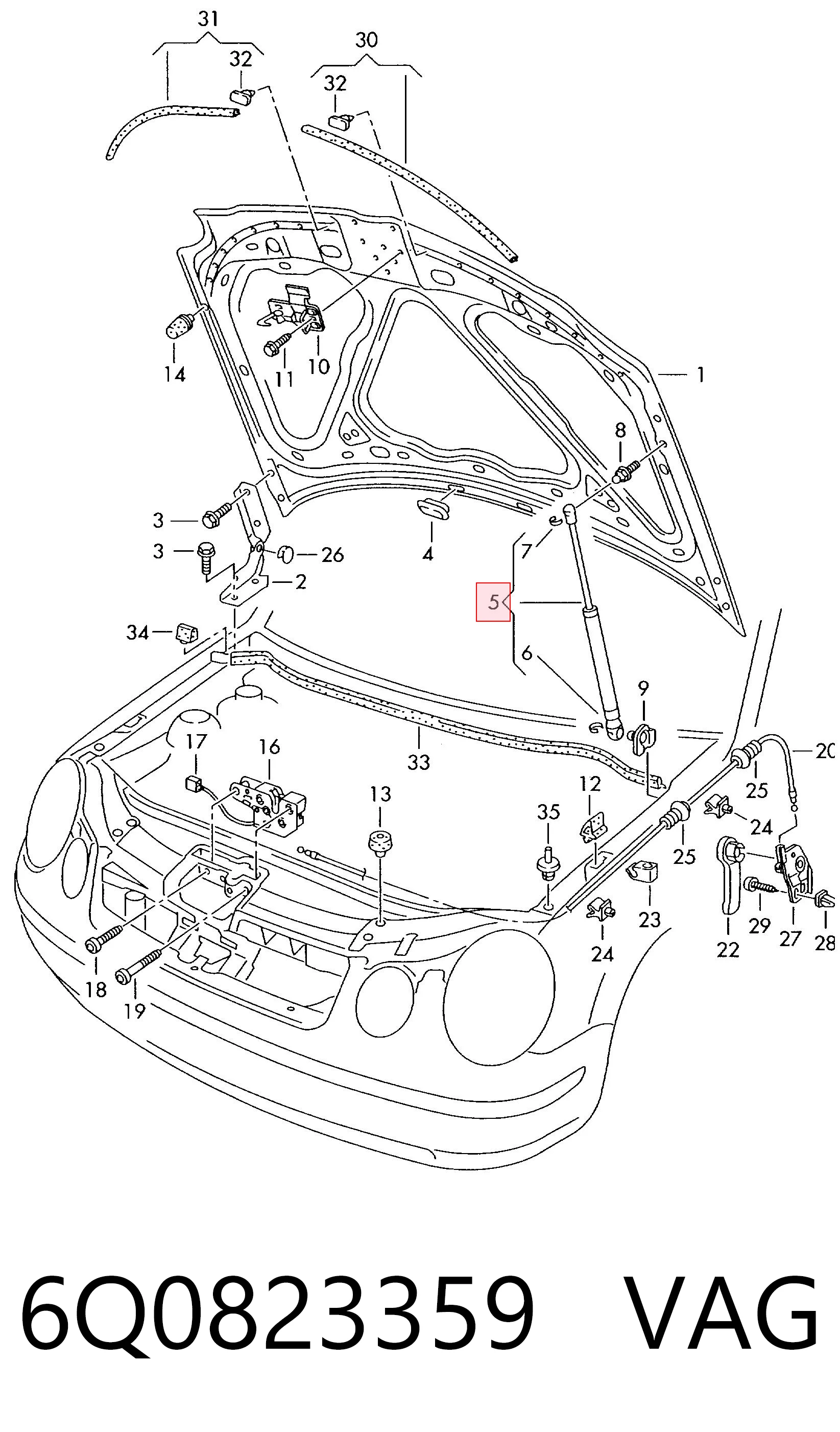 Amortecedor da capota Volkswagen Polo IV 9A4 ao melhor preço