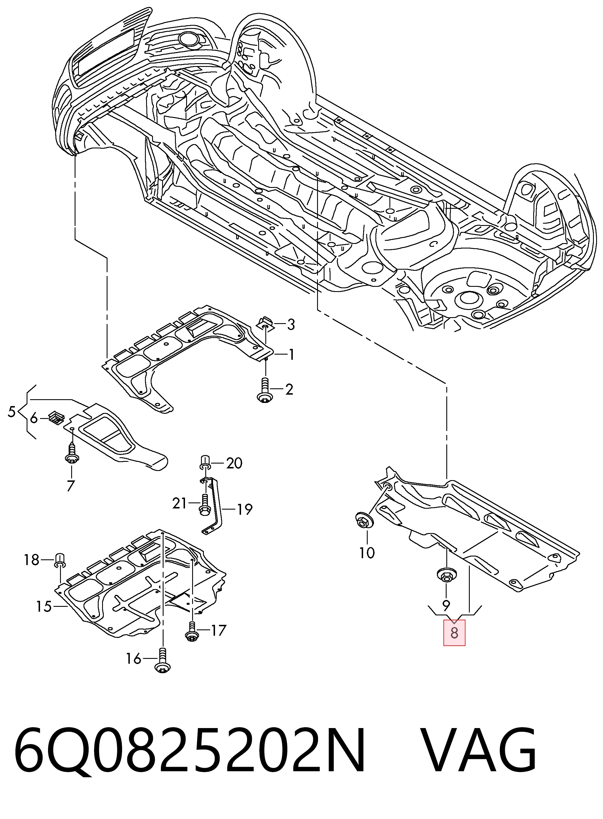 6Q0825202N VAG Proteção de fundo direita