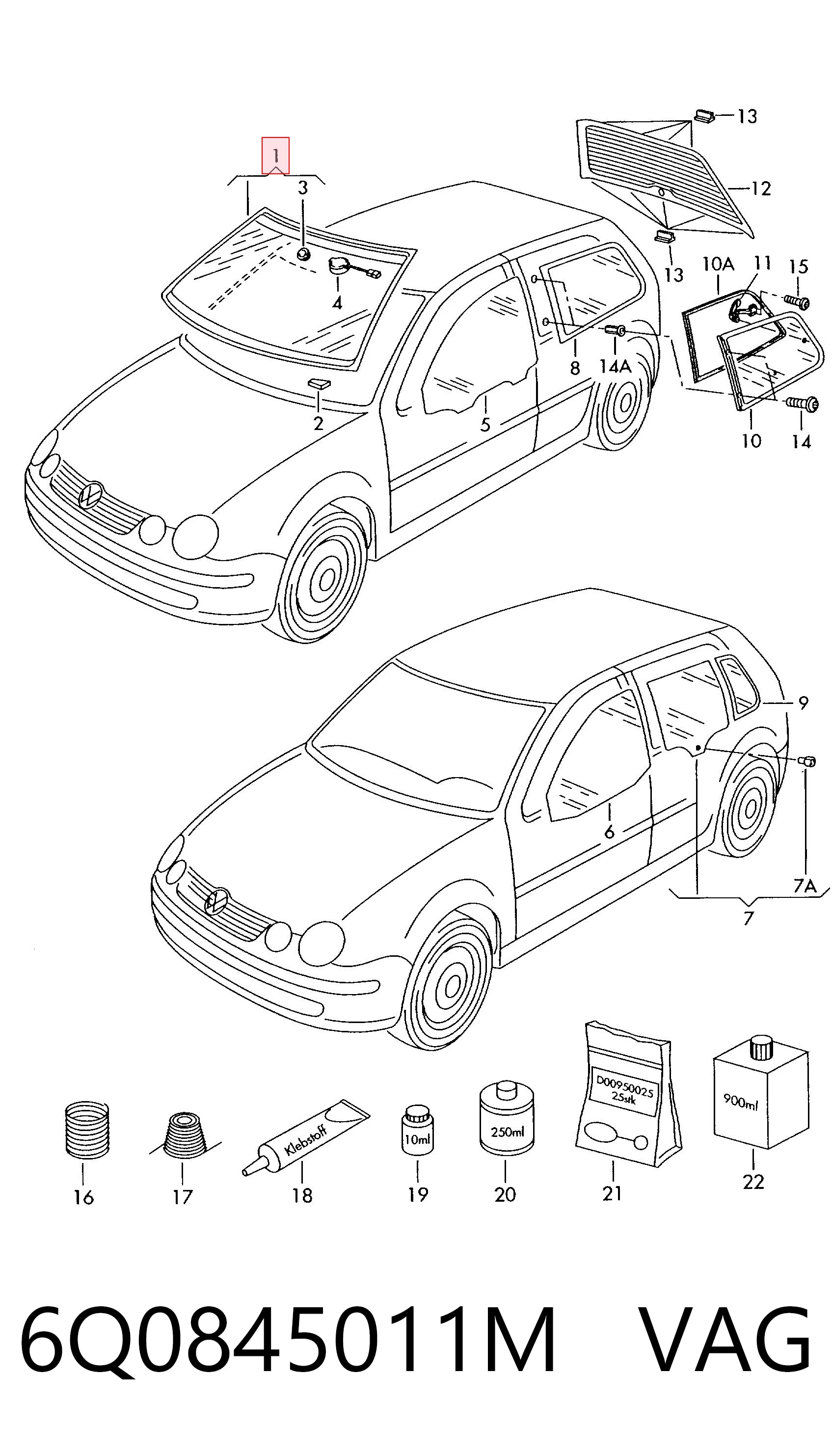  Pára-brisas Volkswagen Polo IV sedan (9A4) (2002 - 2009) IV