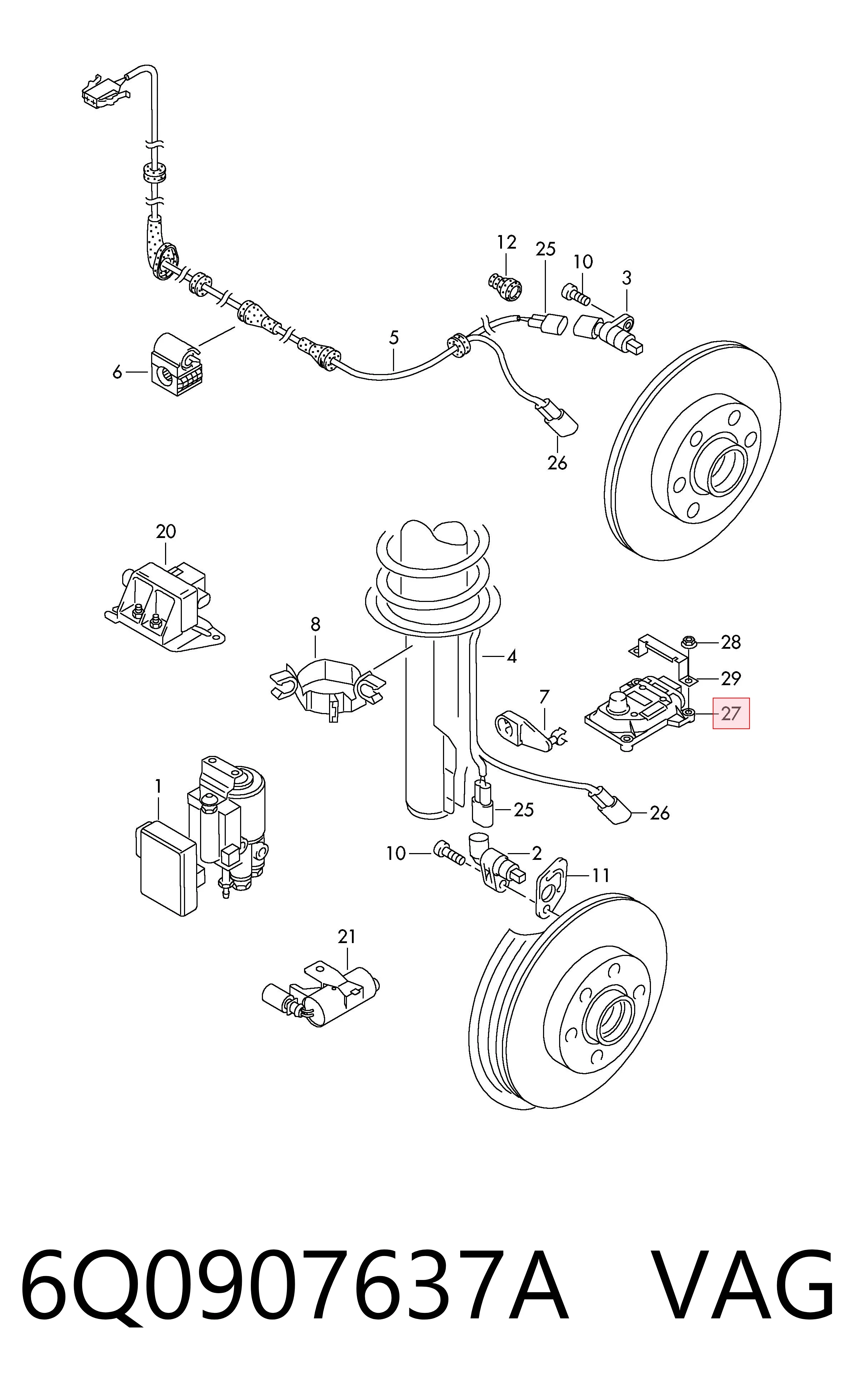 Sensor de aceleração transversal (ESP) VAG 6Q0907637A preço, a partir de 570,88 USD