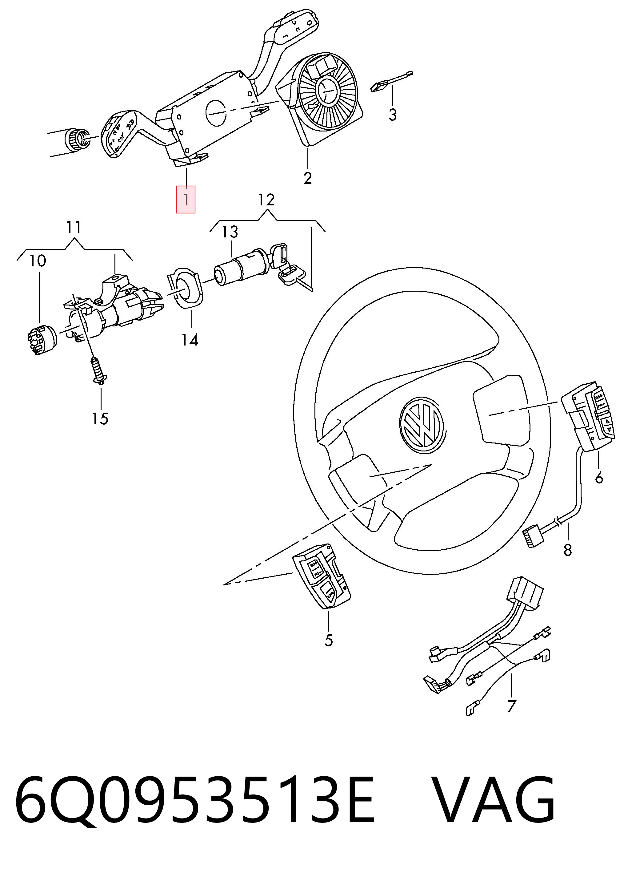  Comutador instalado na coluna da direção, montado Seat Ibiza V hatchback (KJ1, KJG) (2017 - 2026) V