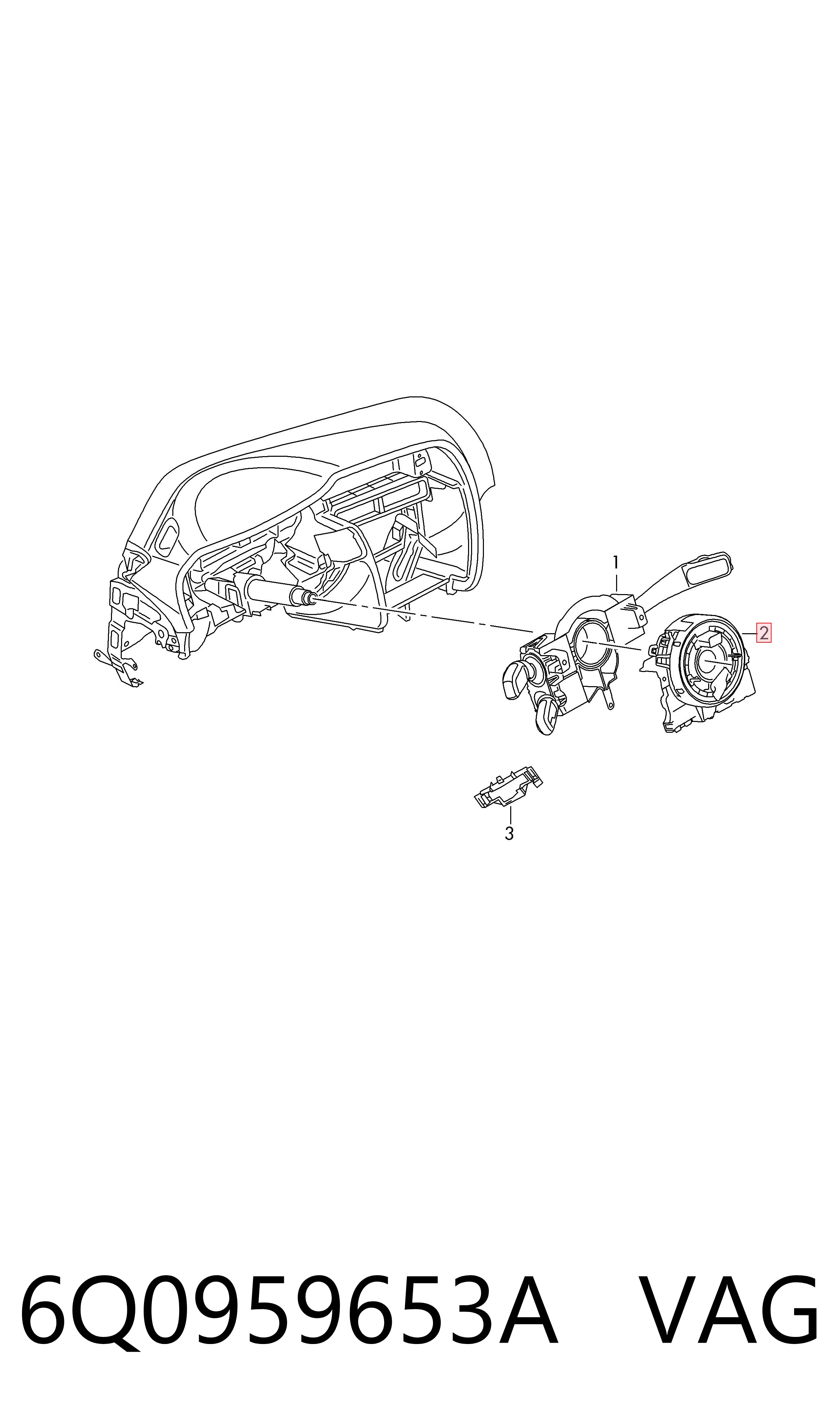 Anel AIRBAG de contato, cabo plano do volante 6Q0959653A VAG