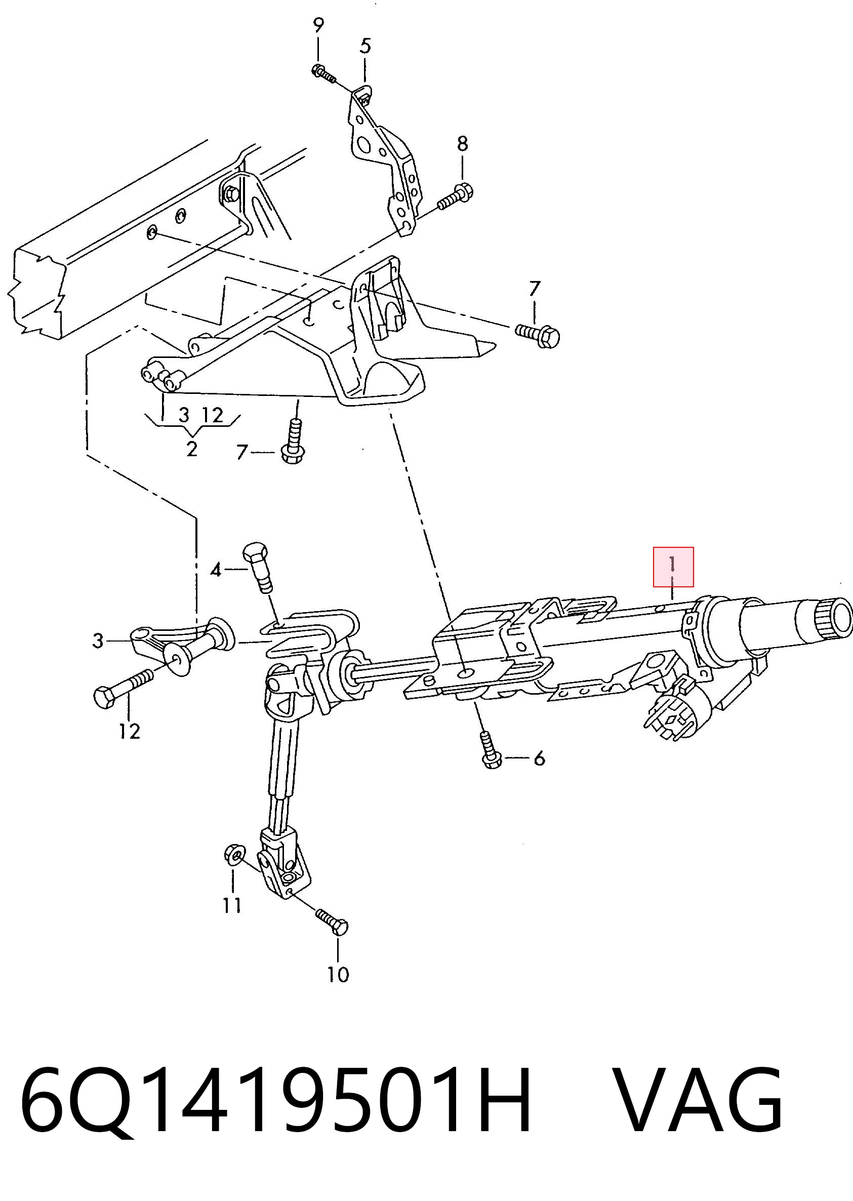  Coluna da direção Skoda Fabia II hatchback (5J2, 542, 572, 582) (2006 - 2014) II