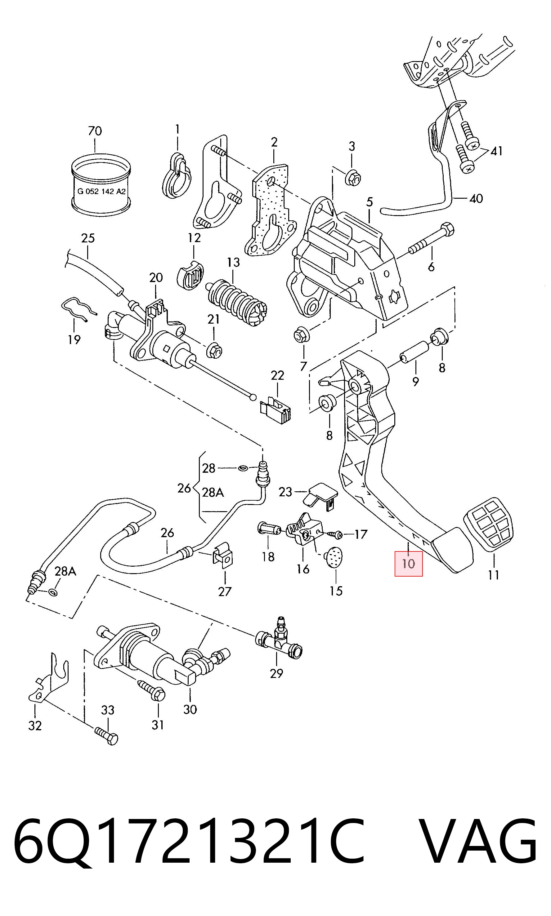 Pedal de embraiagem para Skoda Fabia I 6Y2