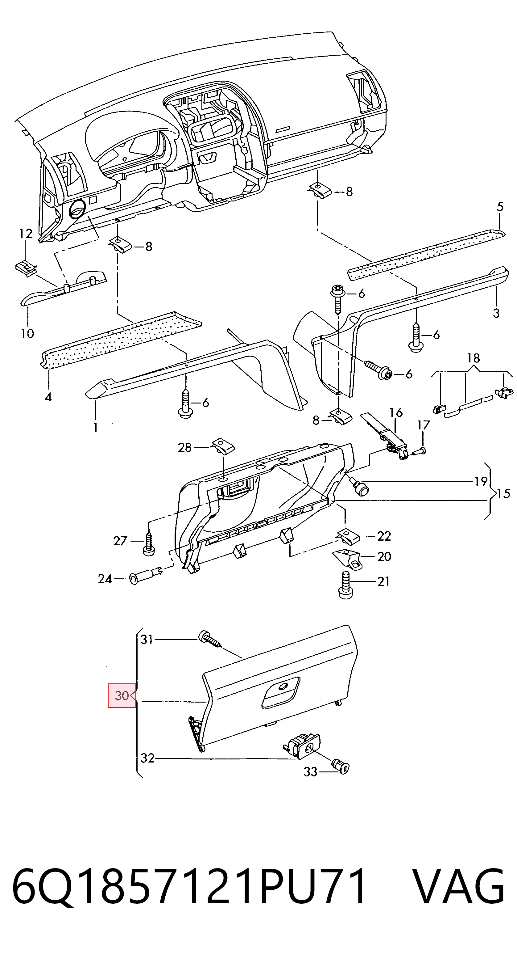 Tampa da caixa para luvas (porta-luvas) Volkswagen Polo IV 9N, 9A ao melhor preço