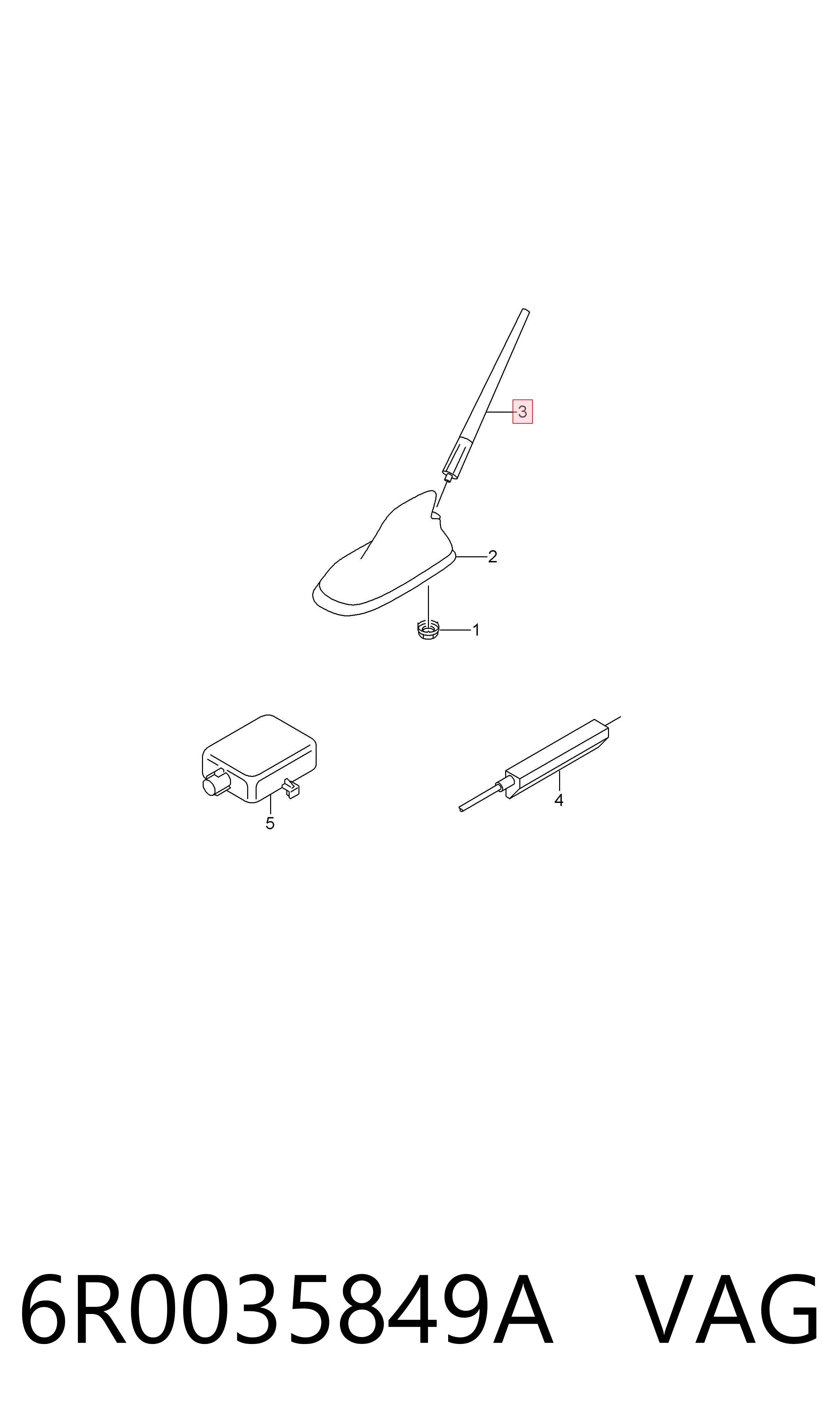 6R0035849A VAG Haste de antena