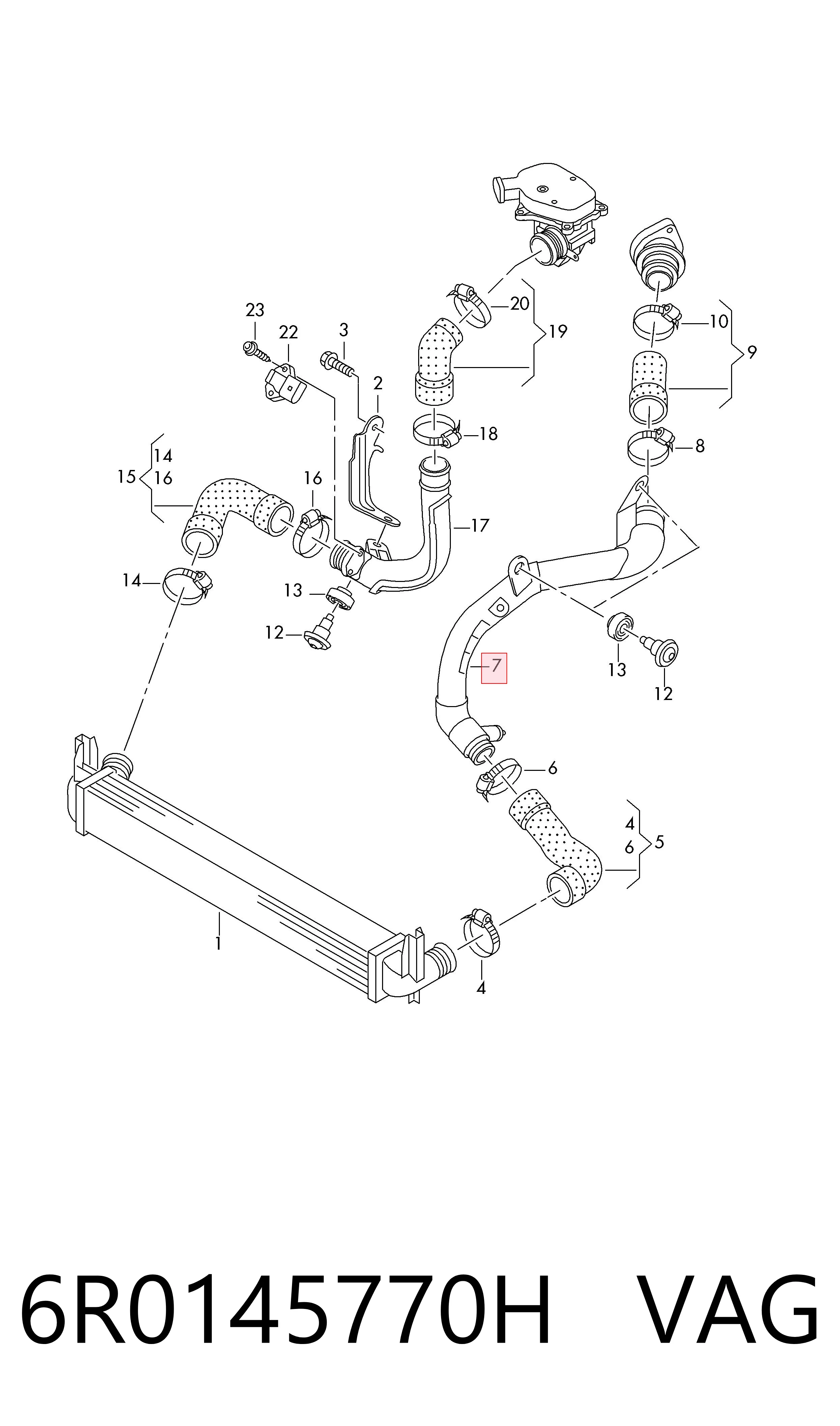 6R0145770H VAG Mangueira (cano derivado) de intercooler