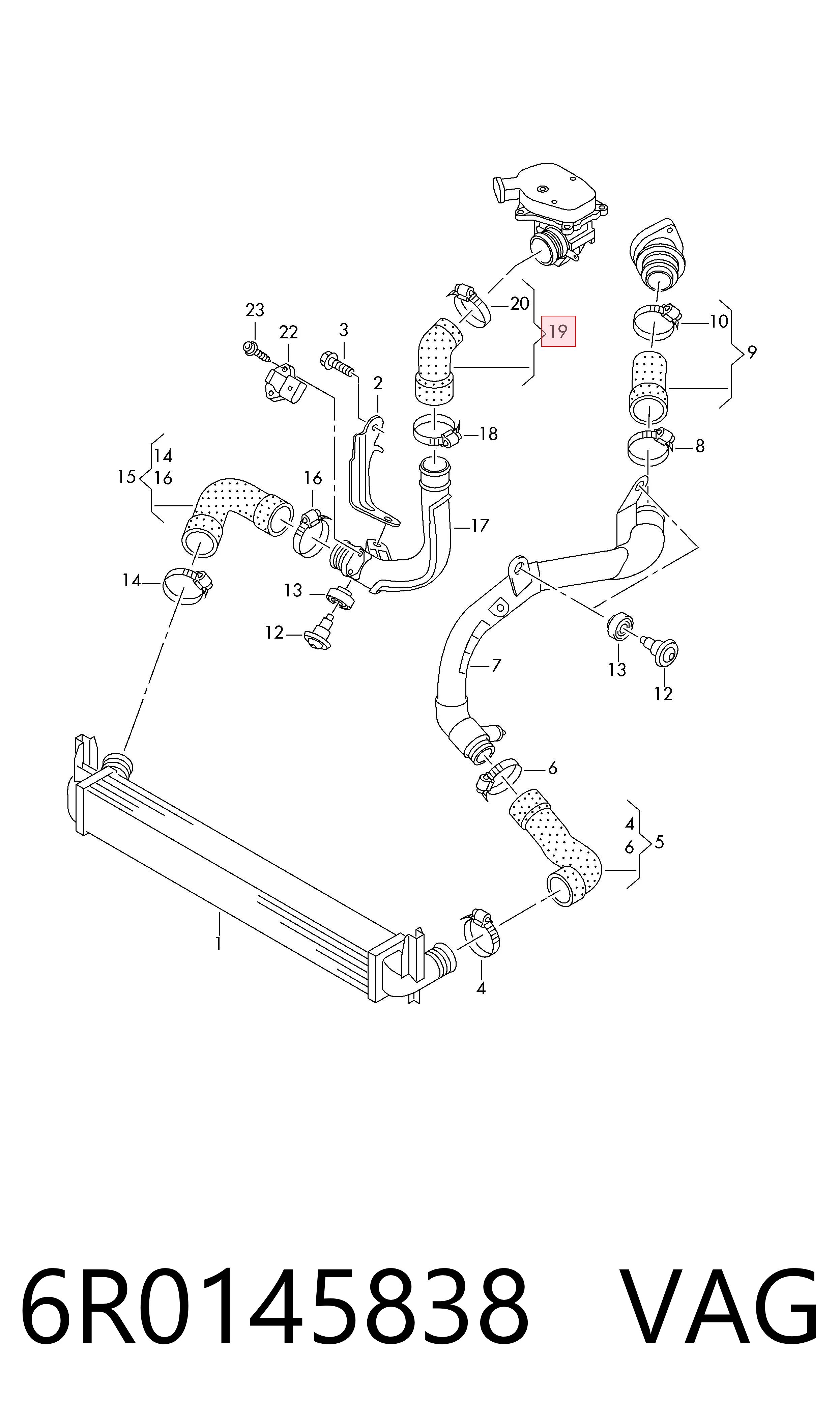 6R0145838 VAG Mangueira (cano derivado) de intercooler
